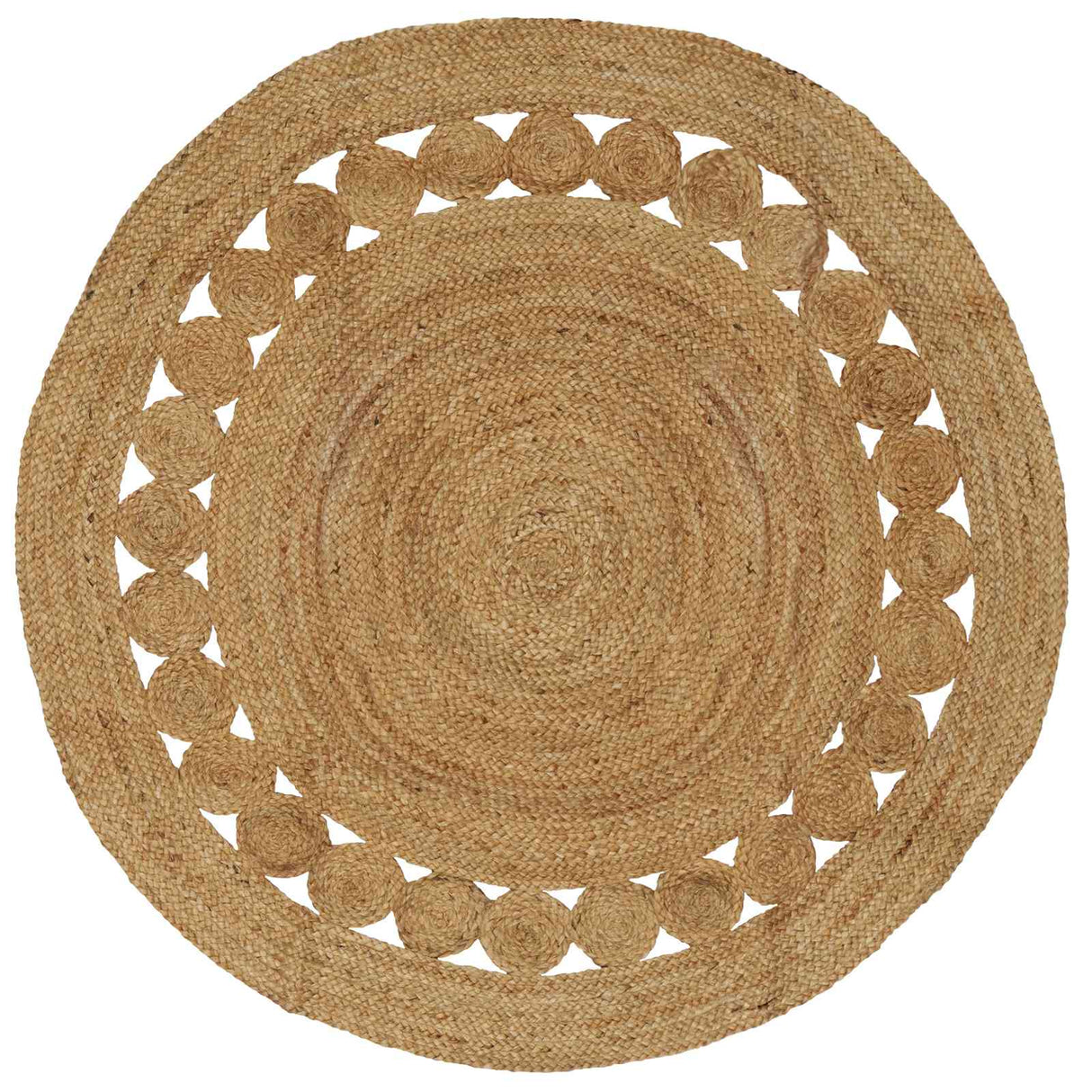 vidaXL Tapijt met ontwerp rond 90 cm gevlochten jute