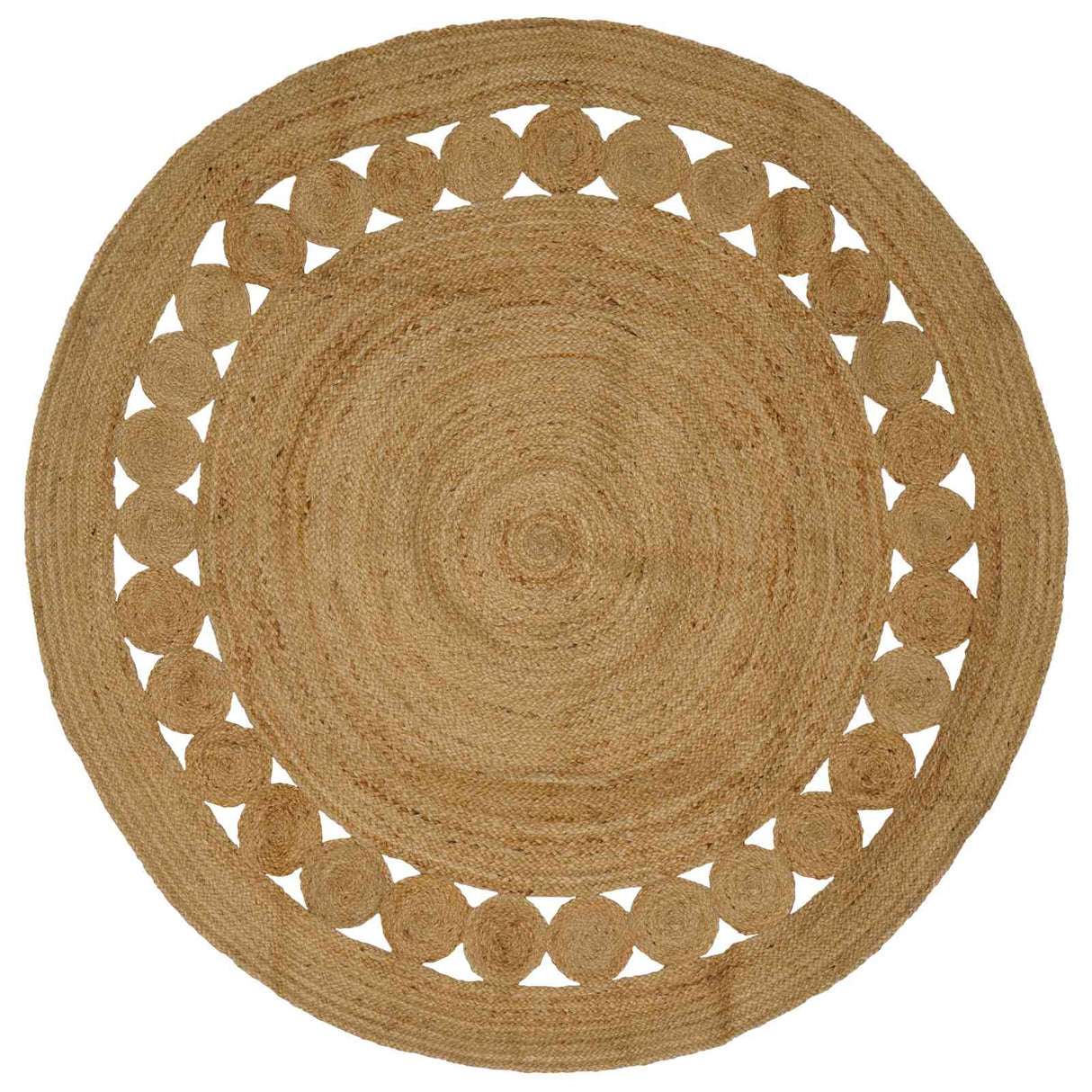 vidaXL Tapijt met ontwerp rond 90 cm gevlochten jute