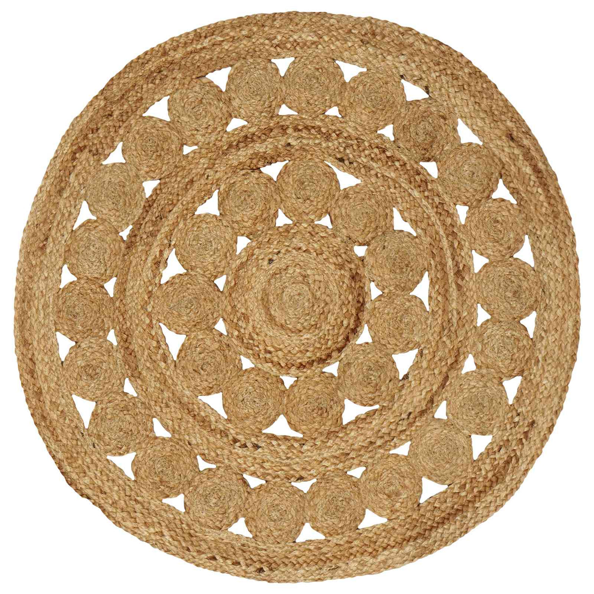 vidaXL Tapijt met ontwerp rond 90 cm gevlochten jute