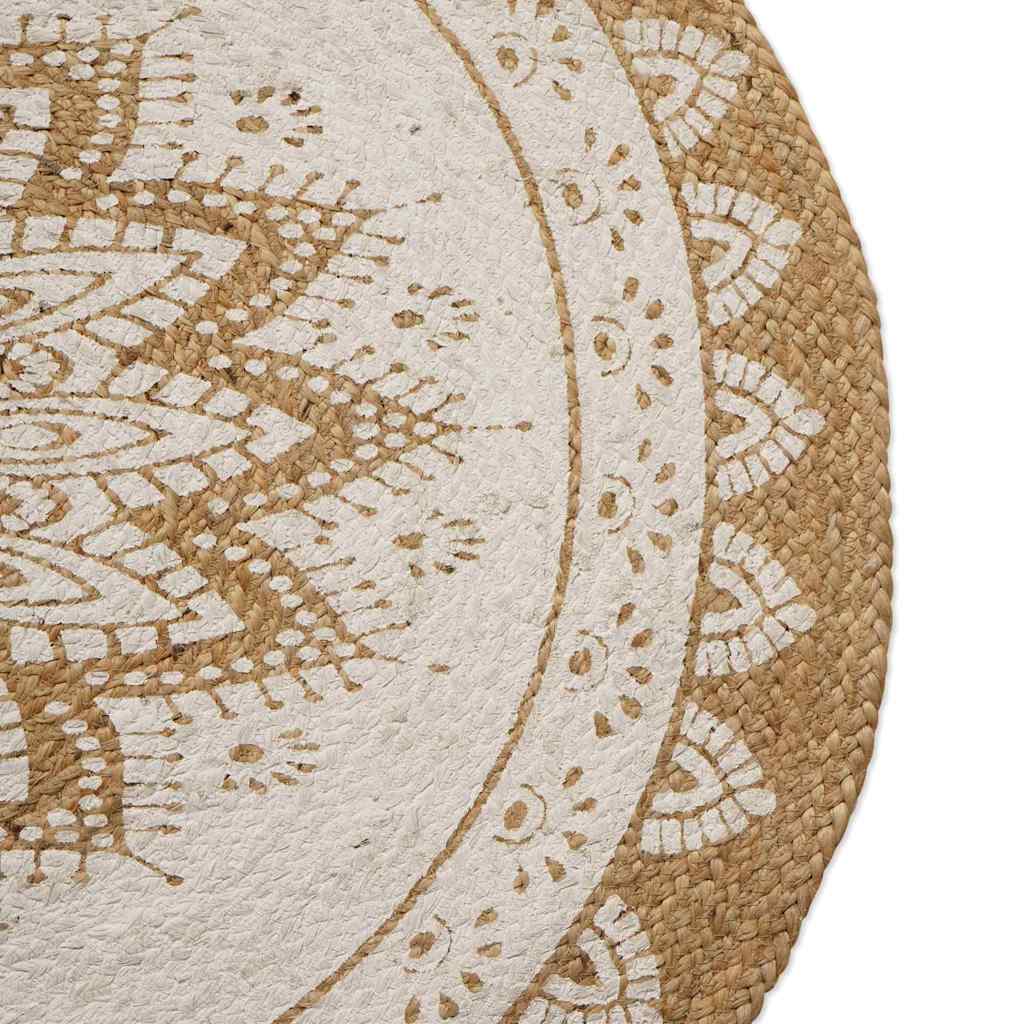 vidaXL Jute Tapijt Bloemen Naturel 100 x 152 cm Jute