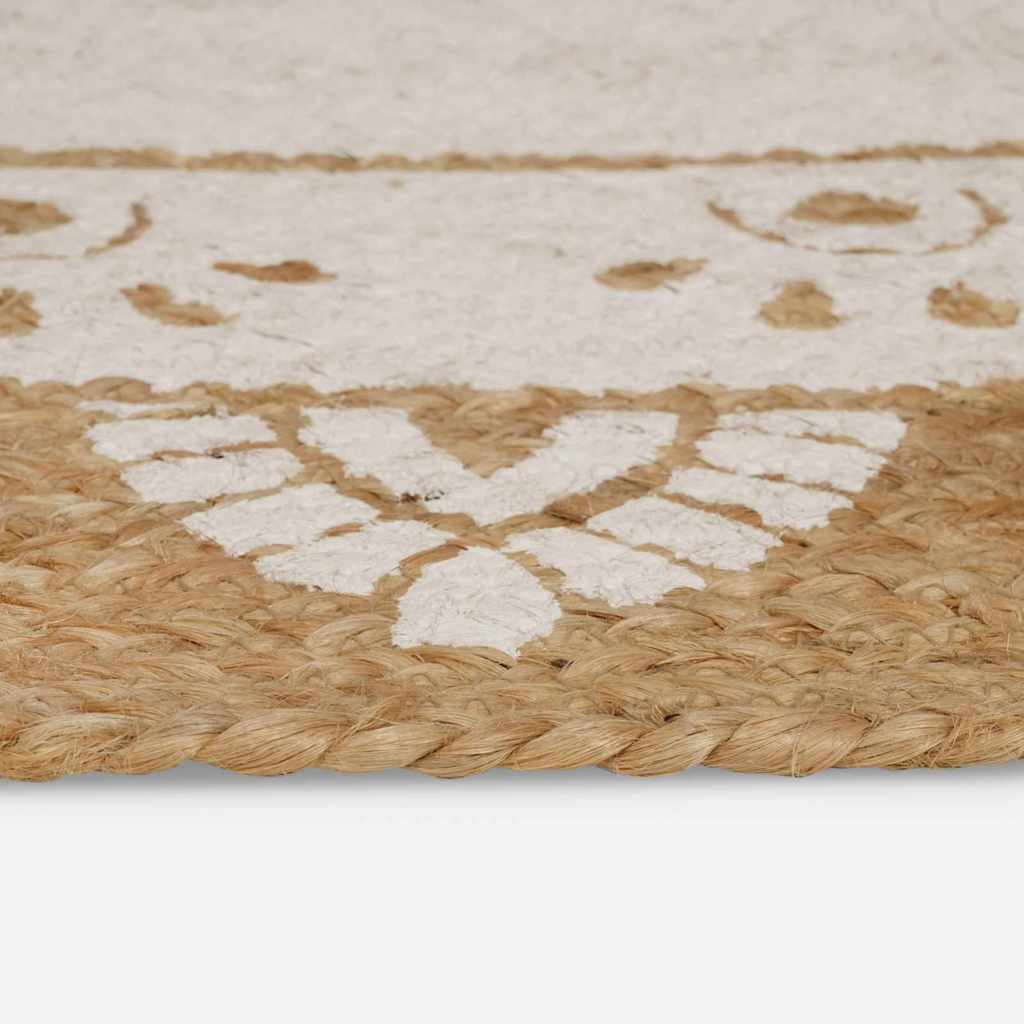 vidaXL Jute Tapijt Bloemen Naturel 100 x 152 cm Jute