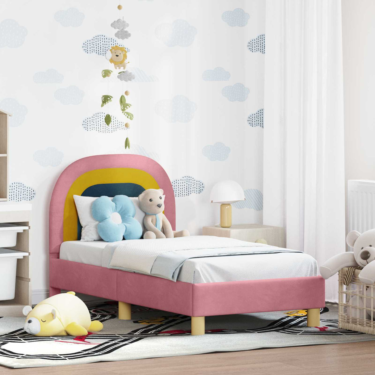 vidaXL Peuterbedframe met hoofdboard Crèmekleurig 70 x 140 cm Fluweel