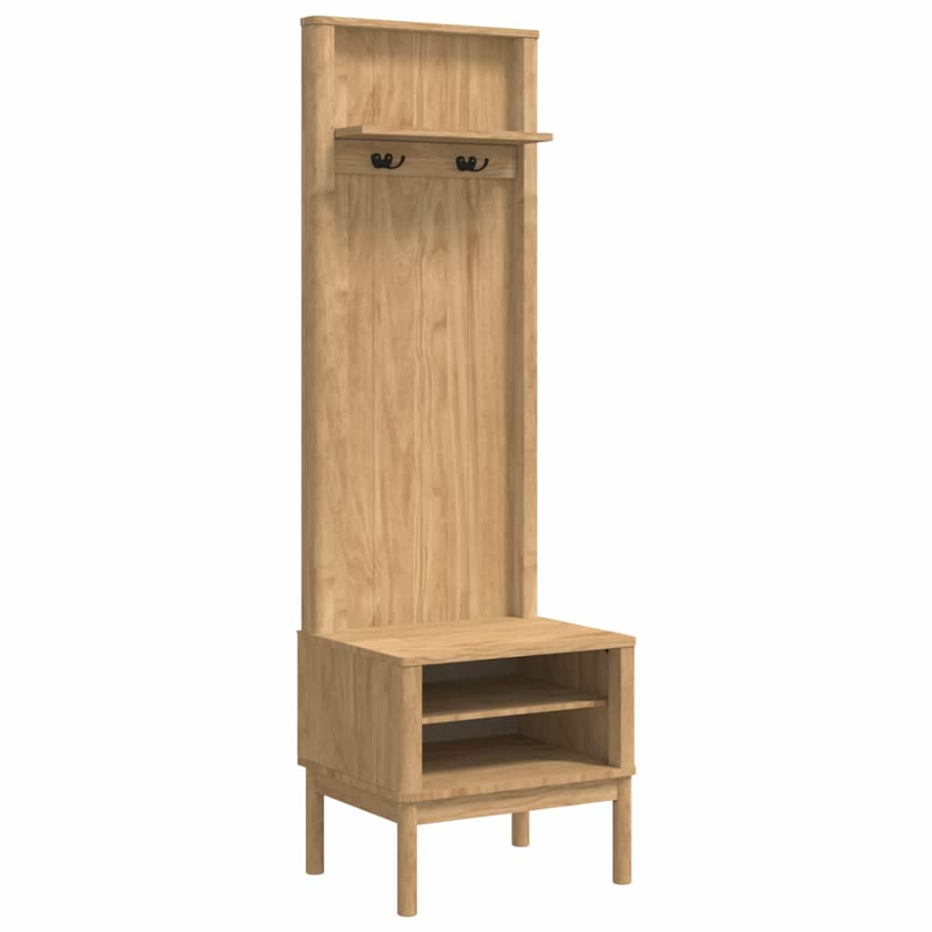 vidaXL hal kast FLORO Wasbruin 50 x 40 x 158 cm Massief vurenhout