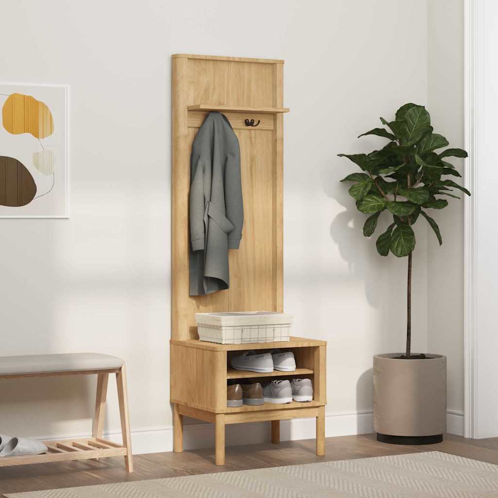 vidaXL hal kast FLORO Wasbruin 50 x 40 x 158 cm Massief vurenhout
