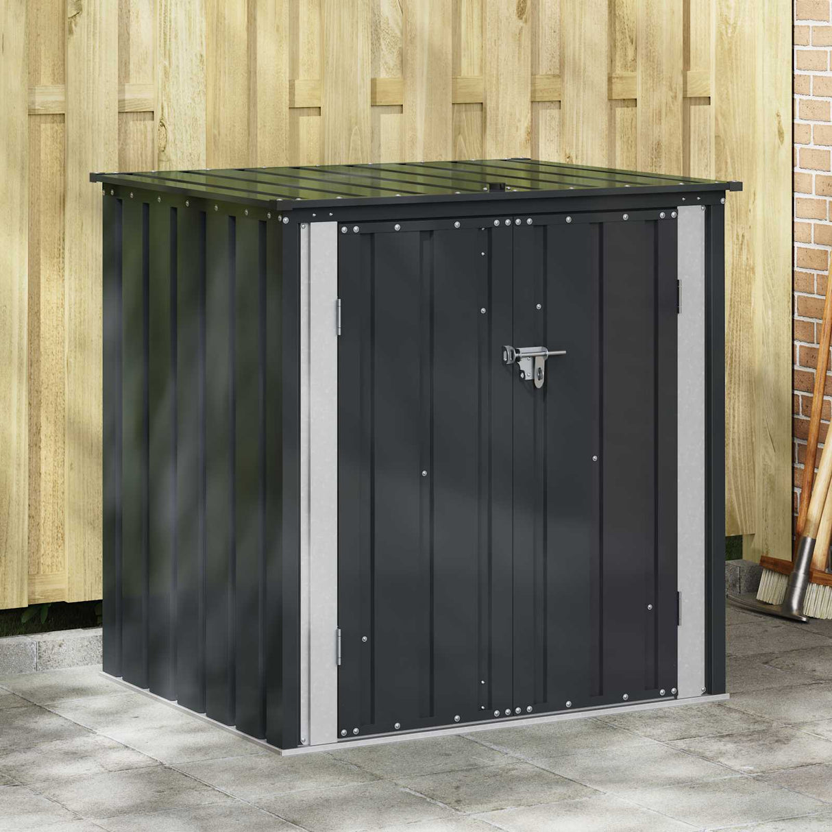 vidaXL Garden Storage Box Black 101.5 x 57 x 100.5 cm Steel
