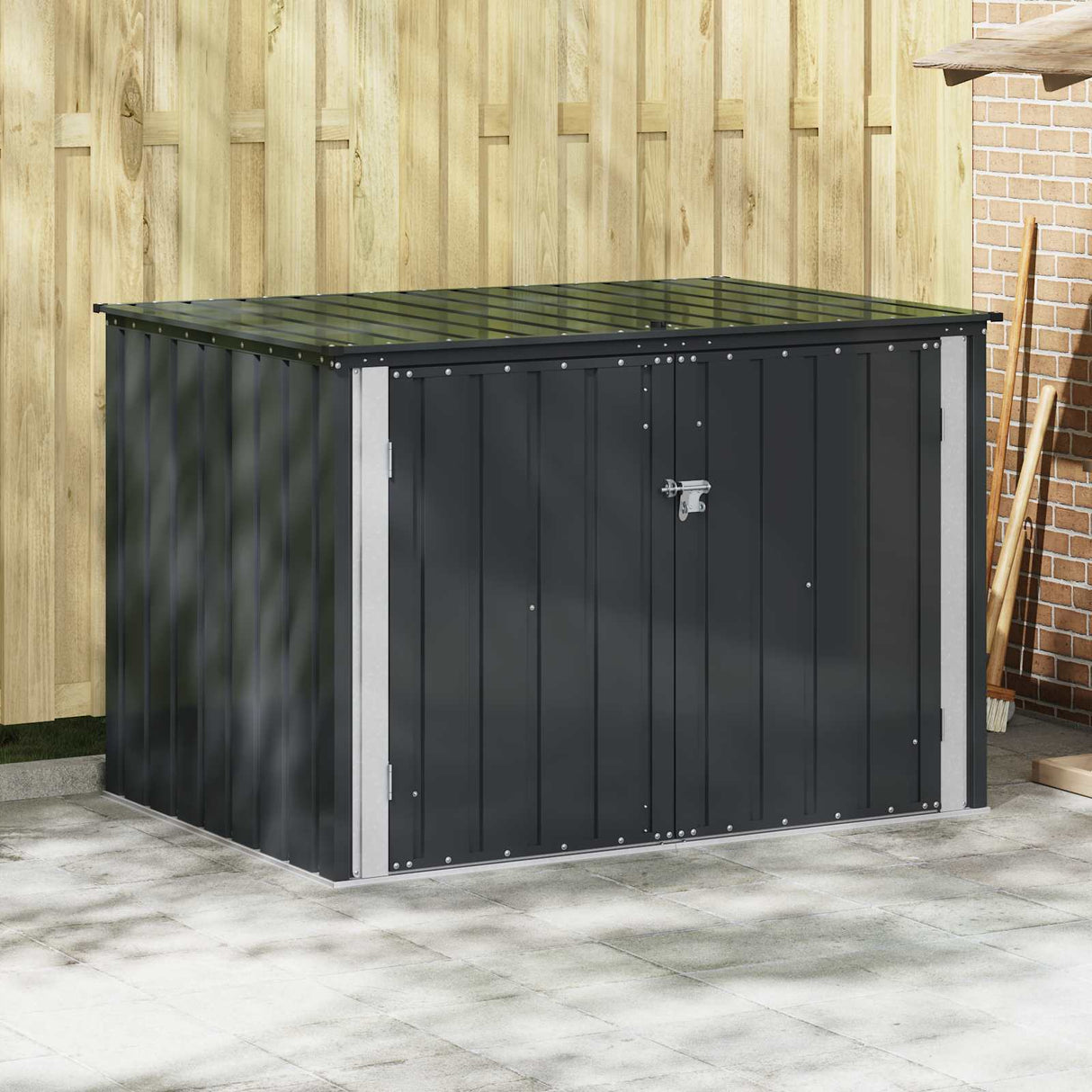 vidaXL Garden Storage Box Black 101.5 x 57 x 100.5 cm Steel