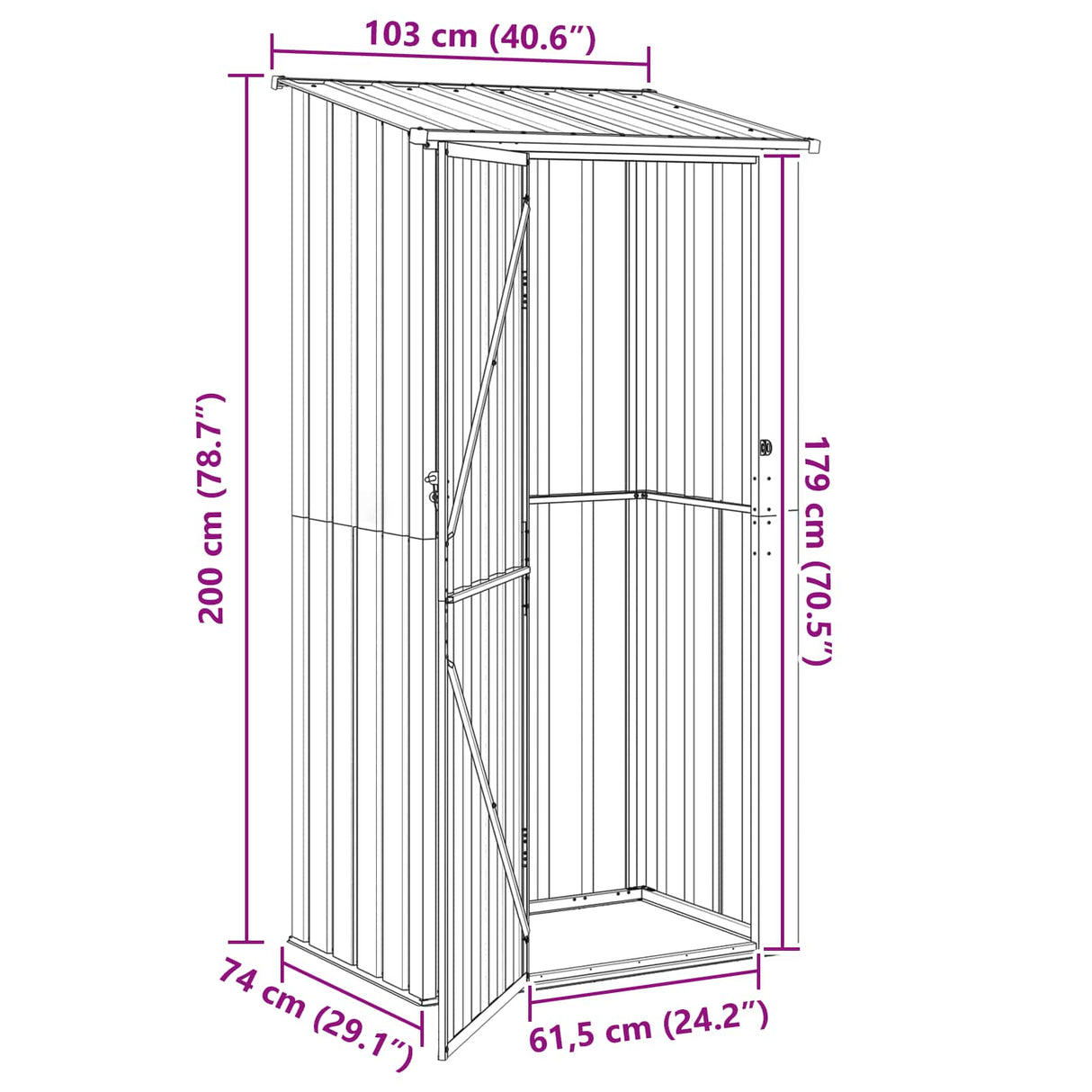 vidaXL Tuinhuisjes Antraciet 103 x 74 x 200 cm Metaal