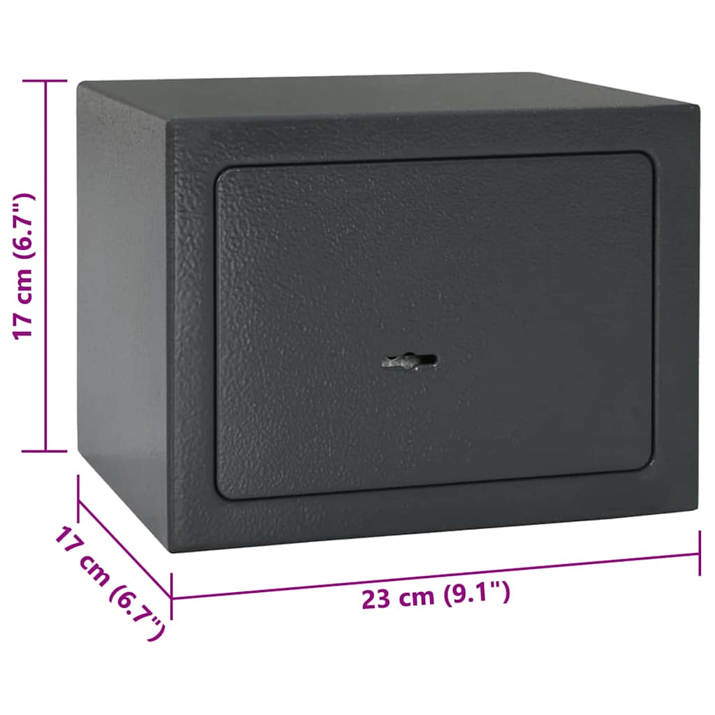 vidaXL Kluisdoos met slot Donkergrijs 23 x 17 x 17 cm Staal