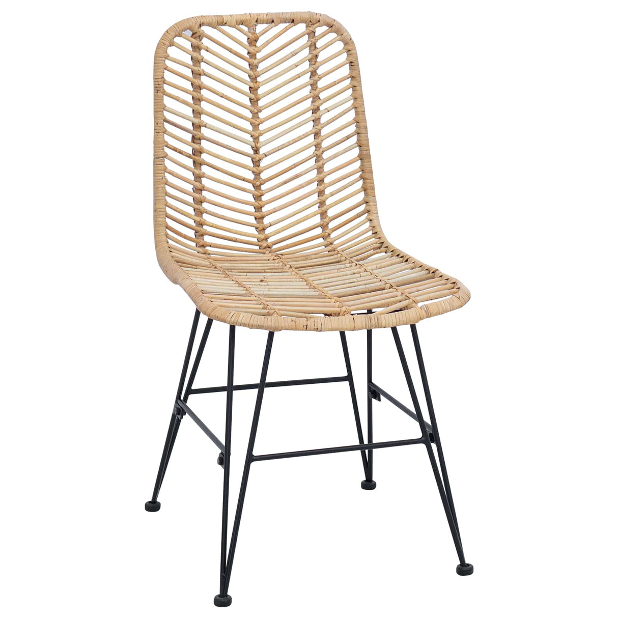 vidaXL Eetkamerstoel 2 pcs Naturel 44 x 47 x 85 cm Riet en Ijzer