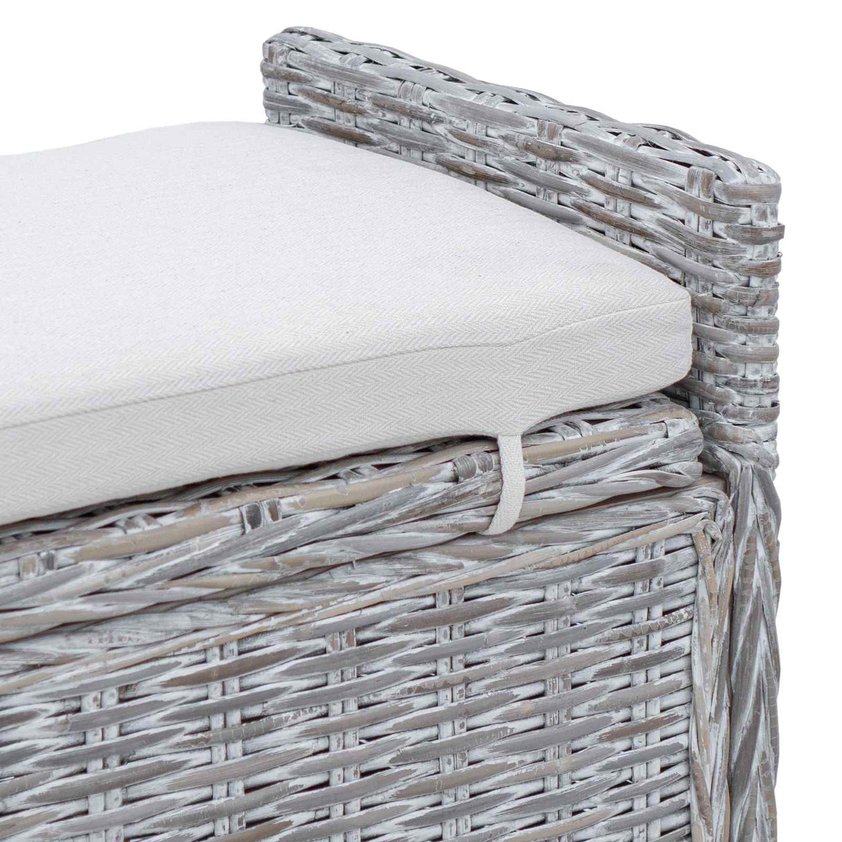 vidaXL Opslagbank met kussen Witte was 110 x 40 x 50 cm Rattan