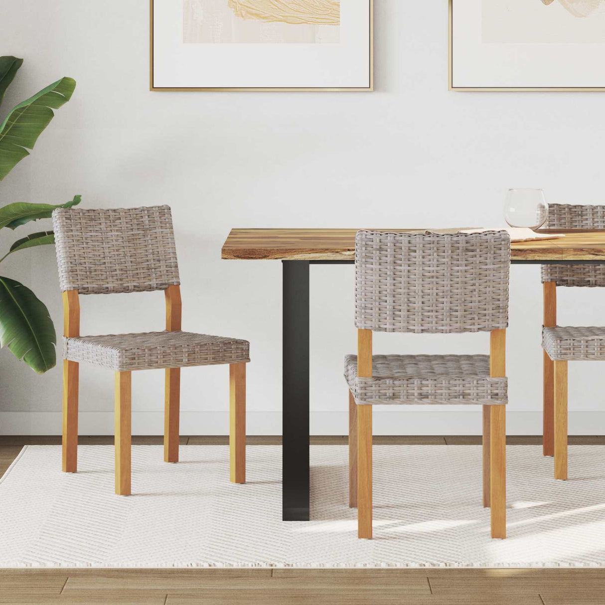 vidaXL Dining Chair 2 pcs White Wash 46 x 55 x 84 cm Kubu Rattan