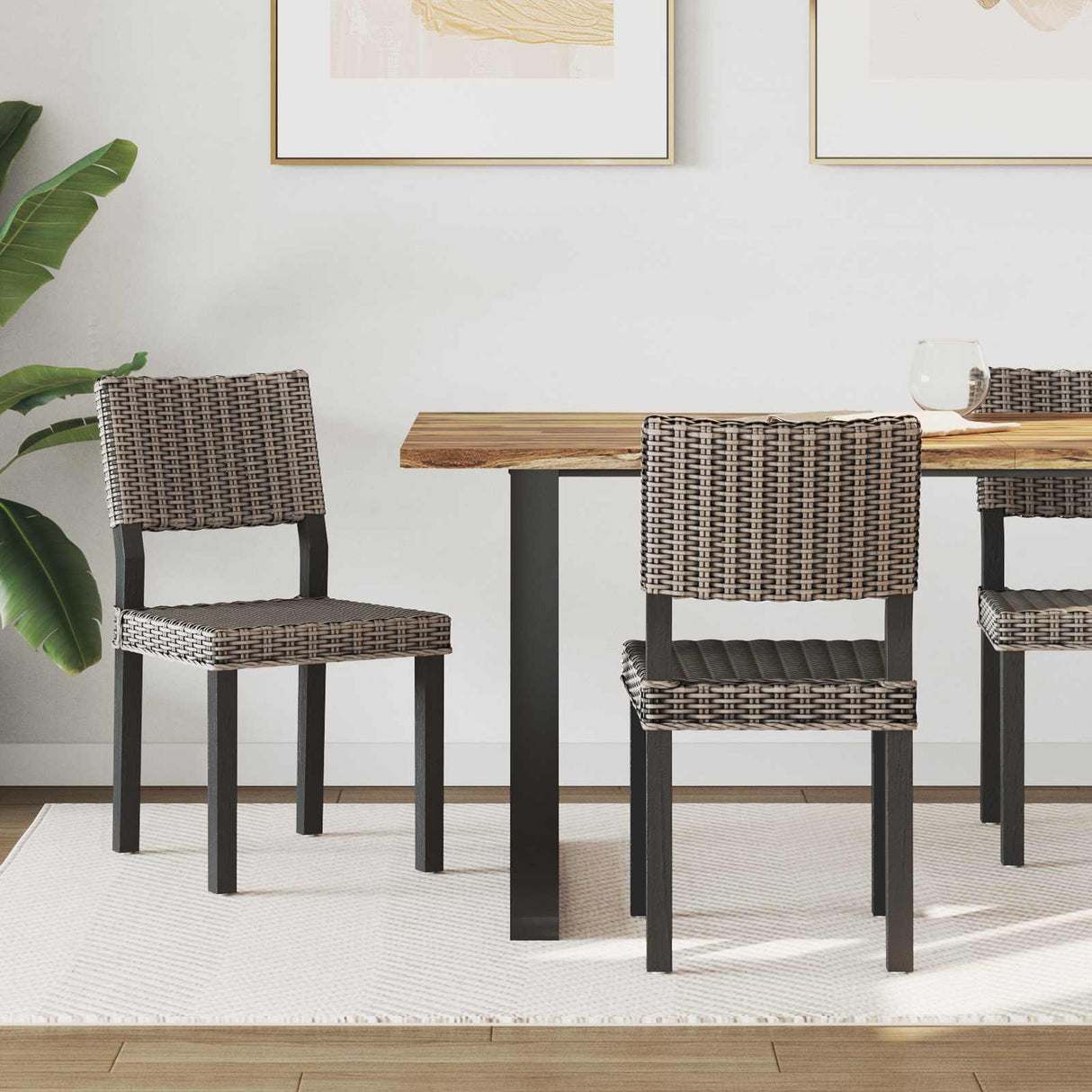 vidaXL Dining Chair 2 pcs White Wash 46 x 55 x 84 cm Kubu Rattan