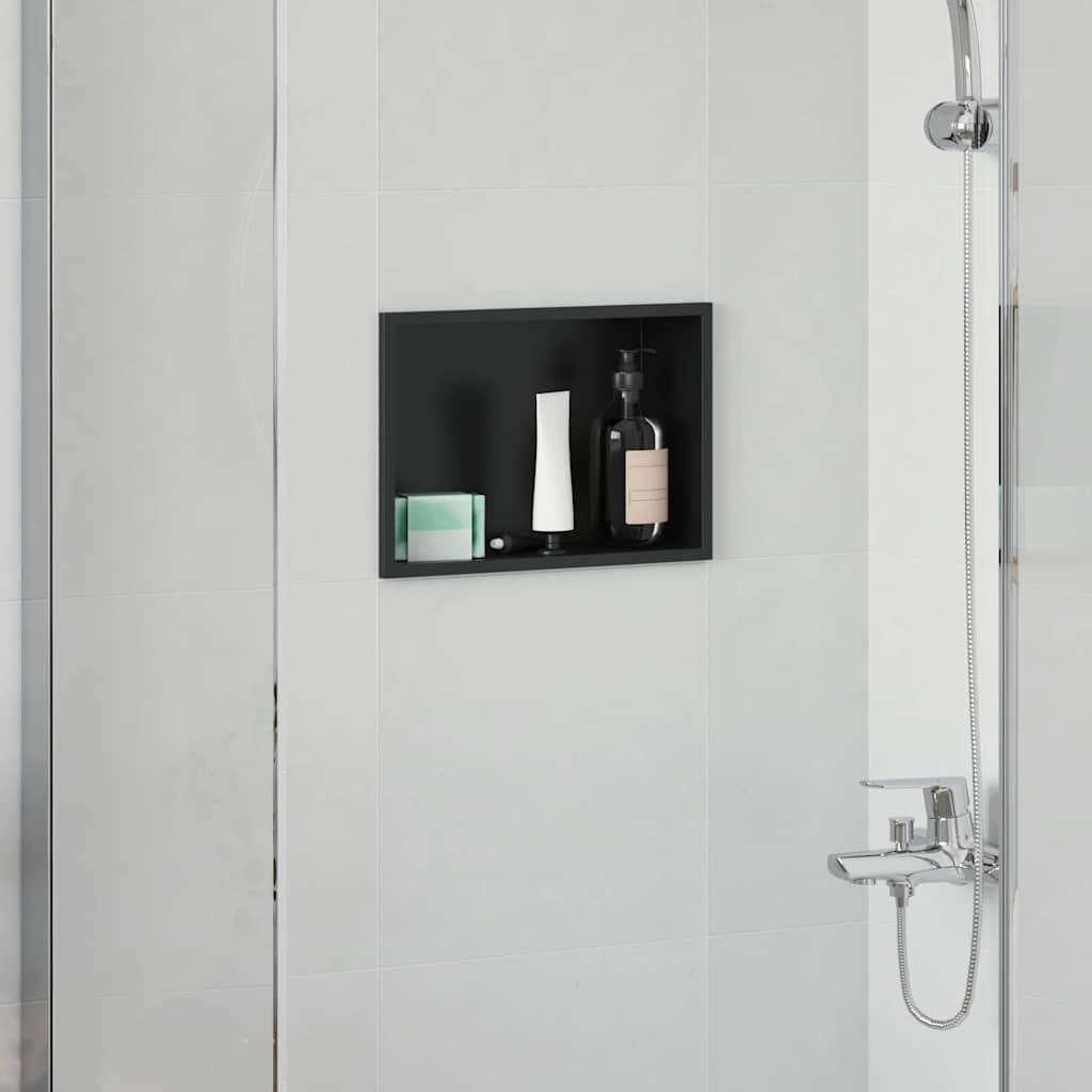 vidaXL Douche Niche Zwart 30 x 20 x 9,5 cm Roestvrij staal