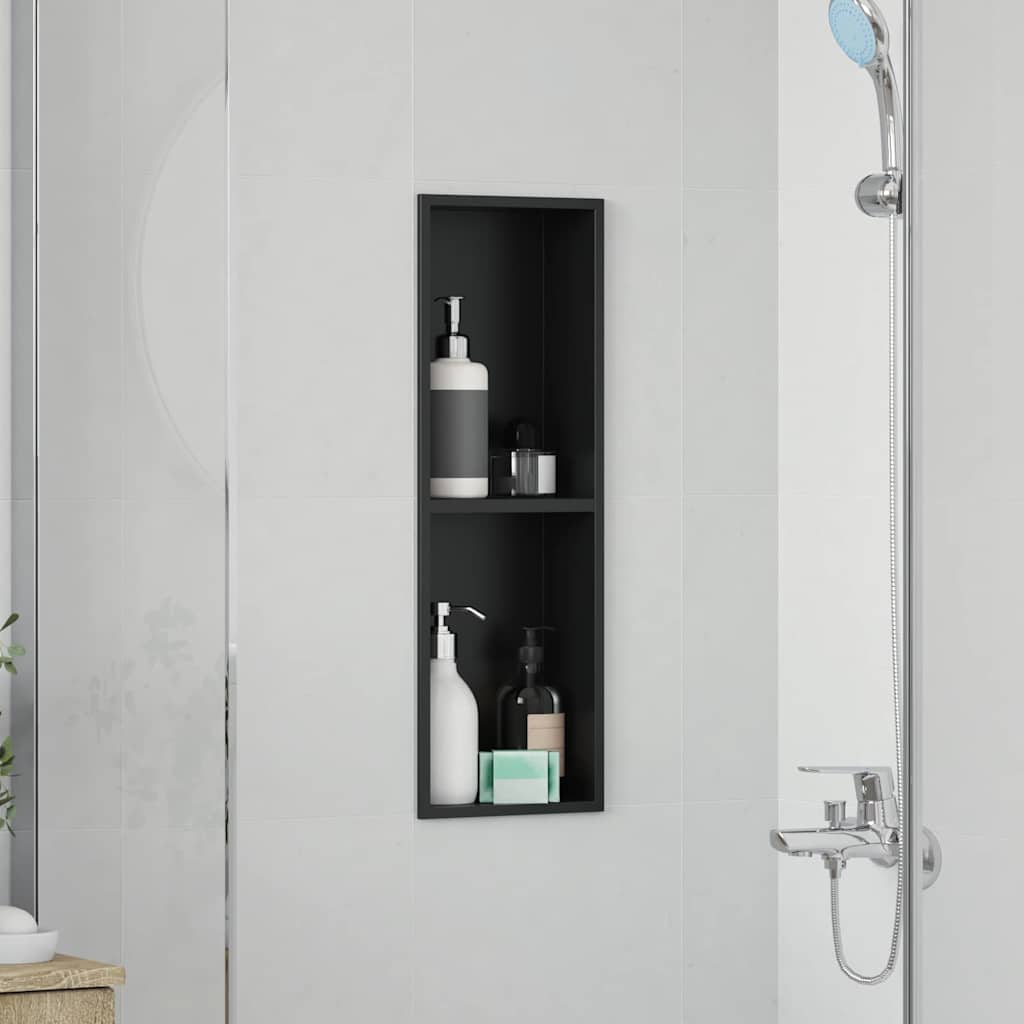 vidaXL Douche Niche Zwart 60 x 20 x 9,5 cm Roestvrij staal