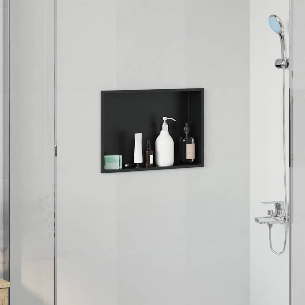vidaXL Douche Niche Zwart 30 x 20 x 9,5 cm Roestvrij staal