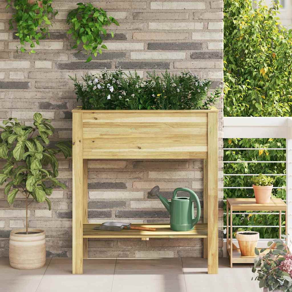 vidaXL Hoge Plantenbak met plank Bruin Geïmpregneerd grenenhout