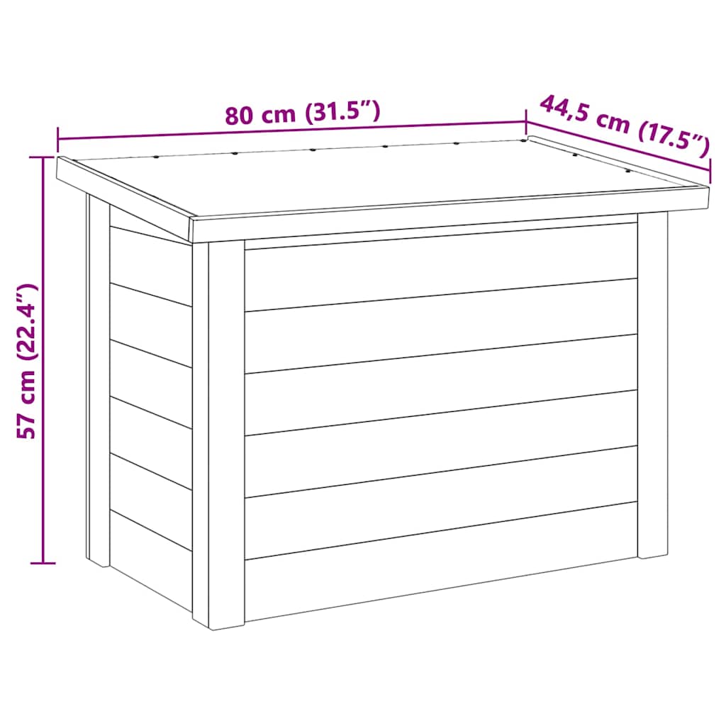 vidaXL Storage Box Natural 119 x 44.5 x 58 cm Impregnated Pinewood