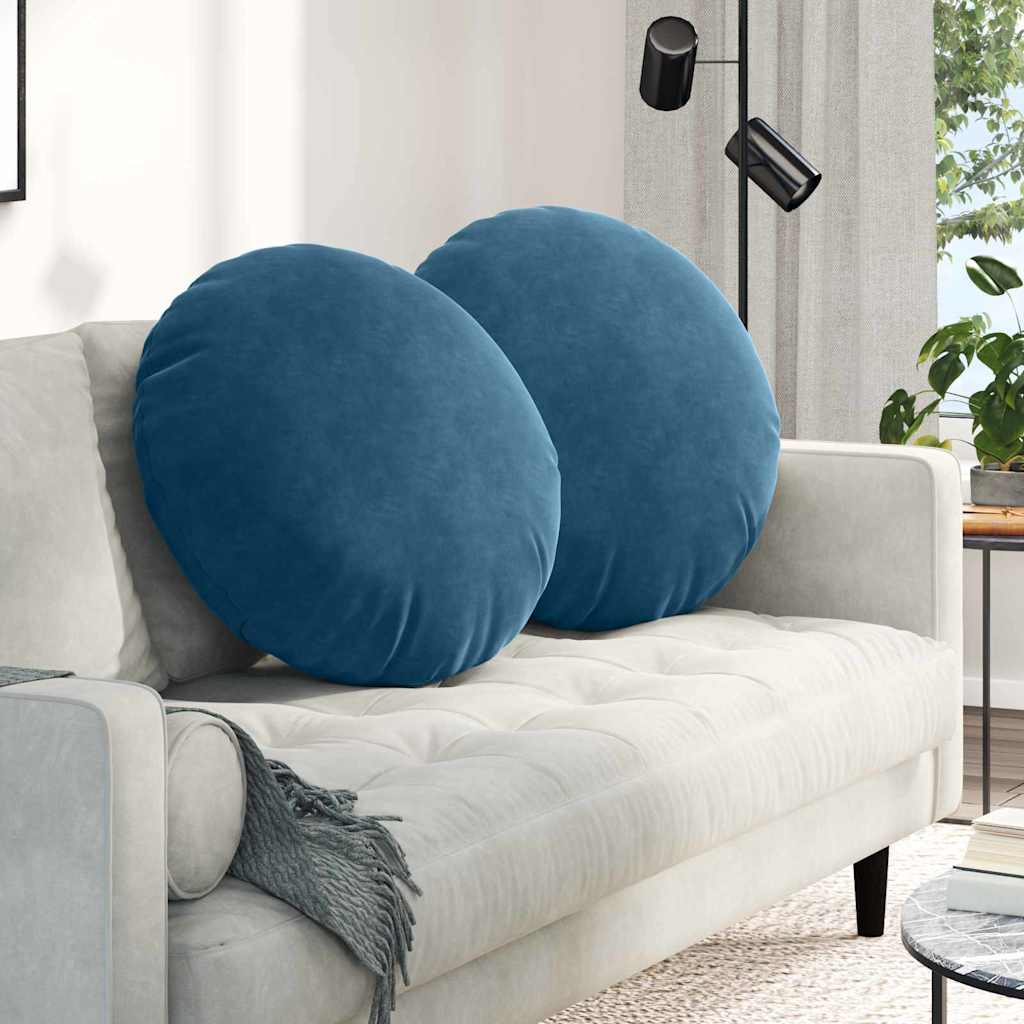 vidaXL Zitkussens 2 pcs Blauw Ø 40 x 13 cm Fluweel