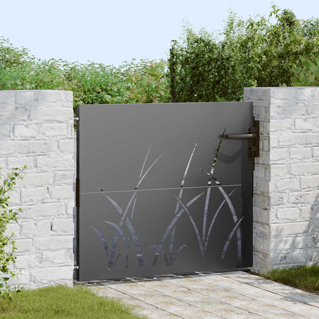 vidaXL Gate 85x75 cm Grass Design Corten Steel