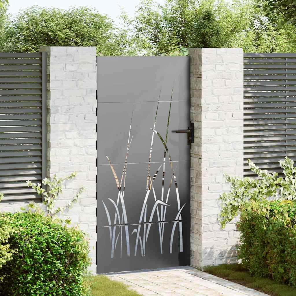 vidaXL Gate 85x75 cm Grass Design Corten Steel