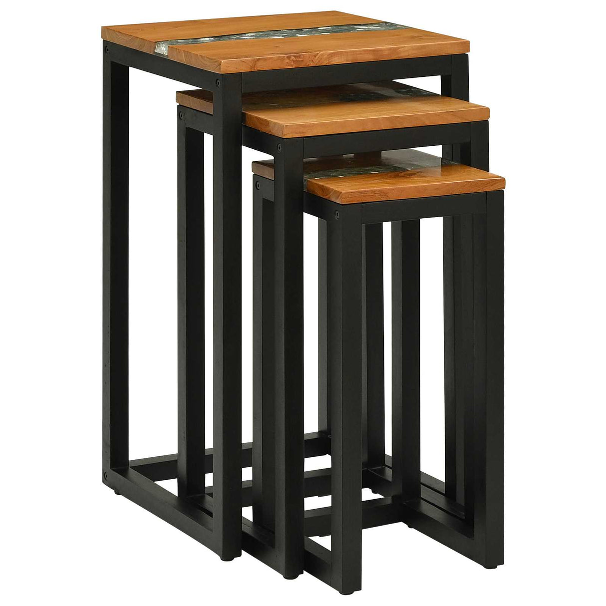 vidaXL Nesttafel 3 st Bruin Massief Teakhout