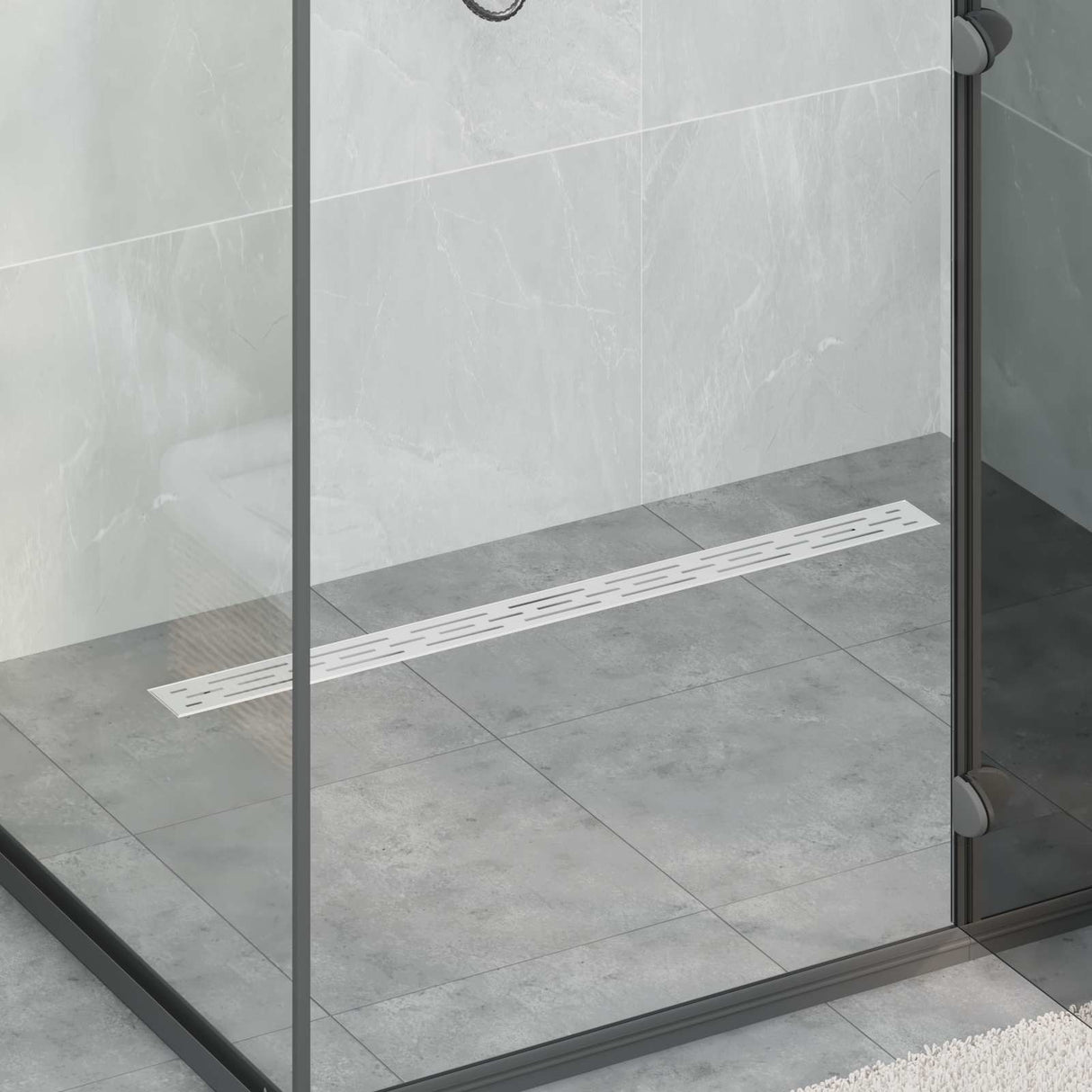 vidaXL Doucheafvoer glazen dekking met 360° sifon Zwart 50 cm