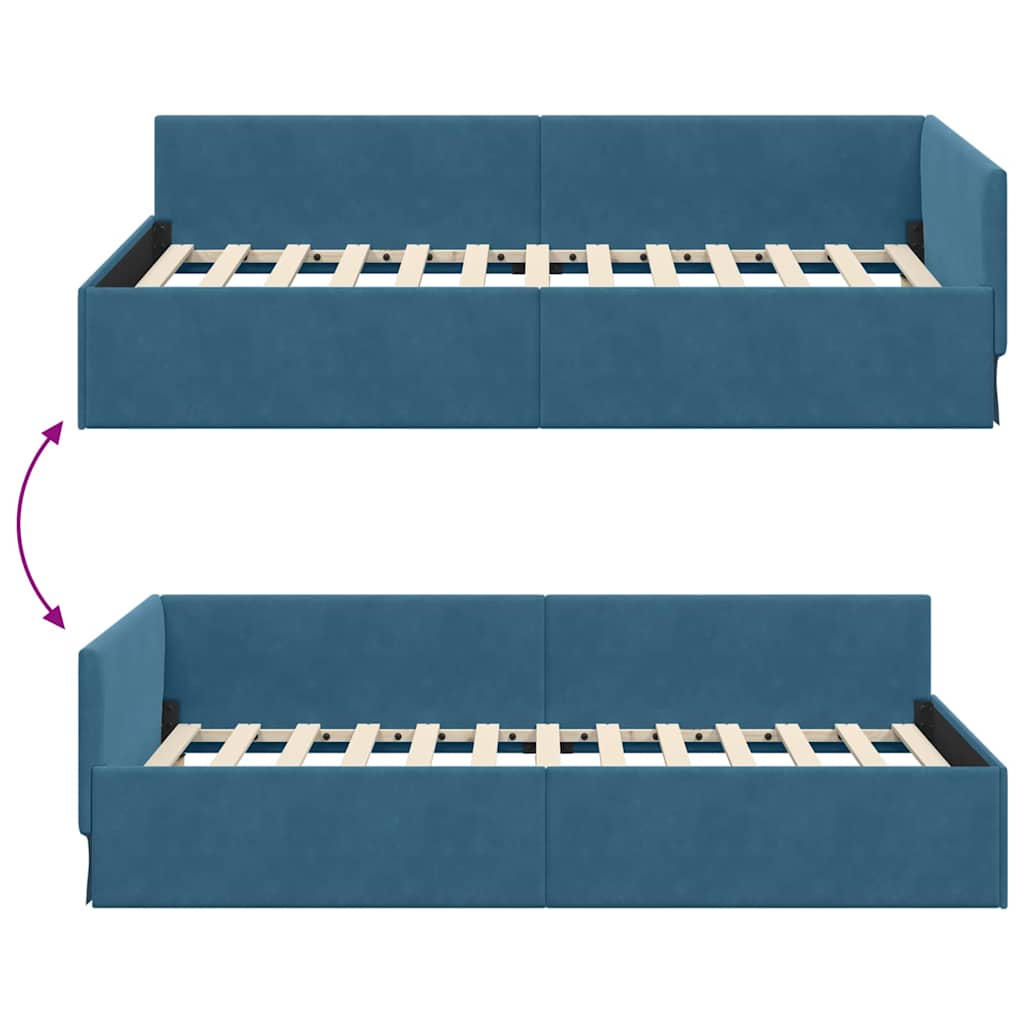 vidaXL Hoek Bed Frame met hoofdeinde Blauw 80 cm x 200 cm Fluweel
