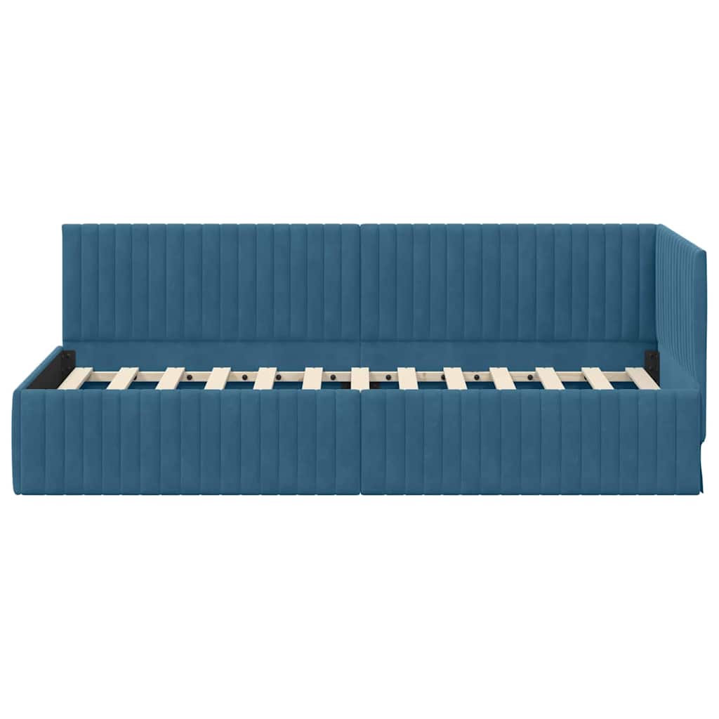 vidaXL Corner Bed Frame with Headboard Blue 80 cm x 200 cm Velvet