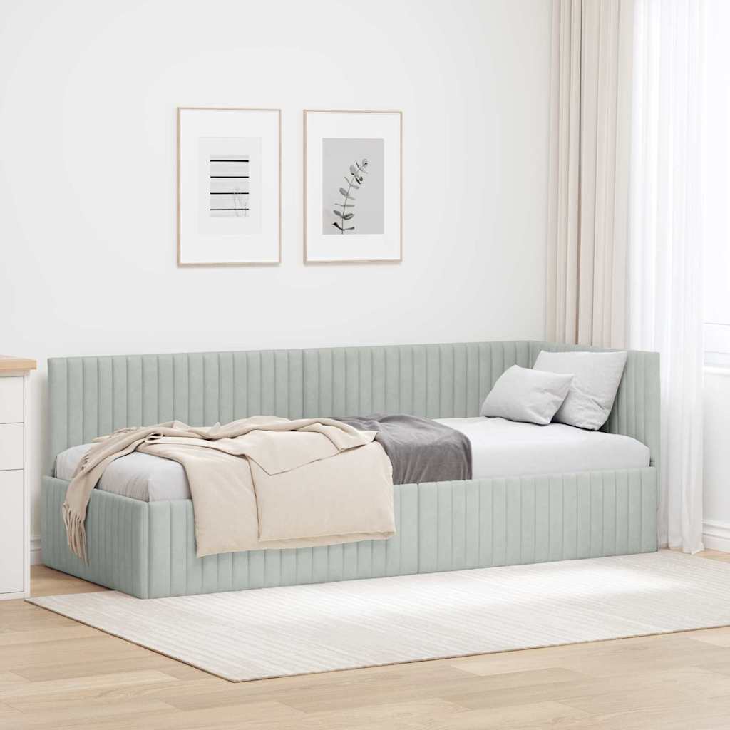 vidaXL Corner Bed Frame with Headboard Blue 80 cm x 200 cm Velvet