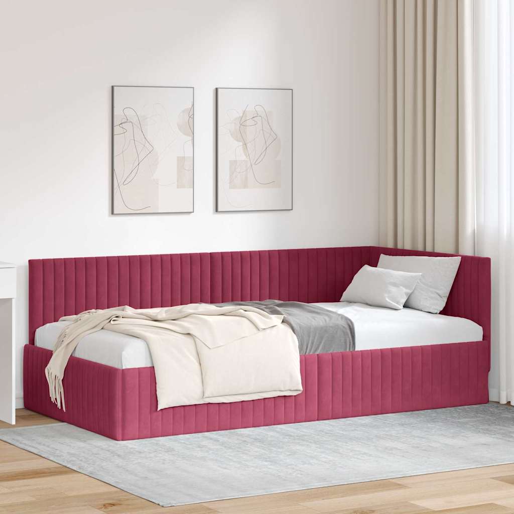 vidaXL Corner Bed Frame with Headboard Blue 80 cm x 200 cm Velvet