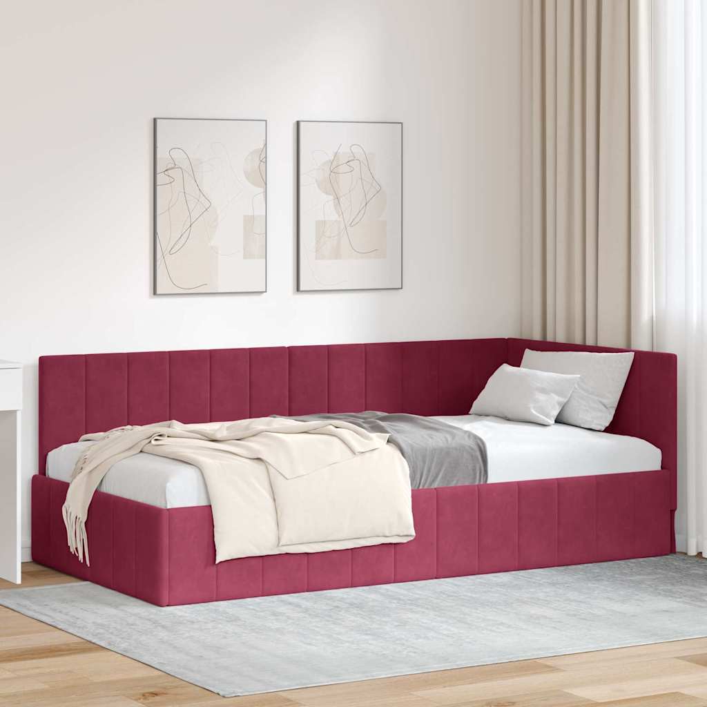 vidaXL Corner Bed Frame with Headboard Blue 80 cm x 200 cm Velvet