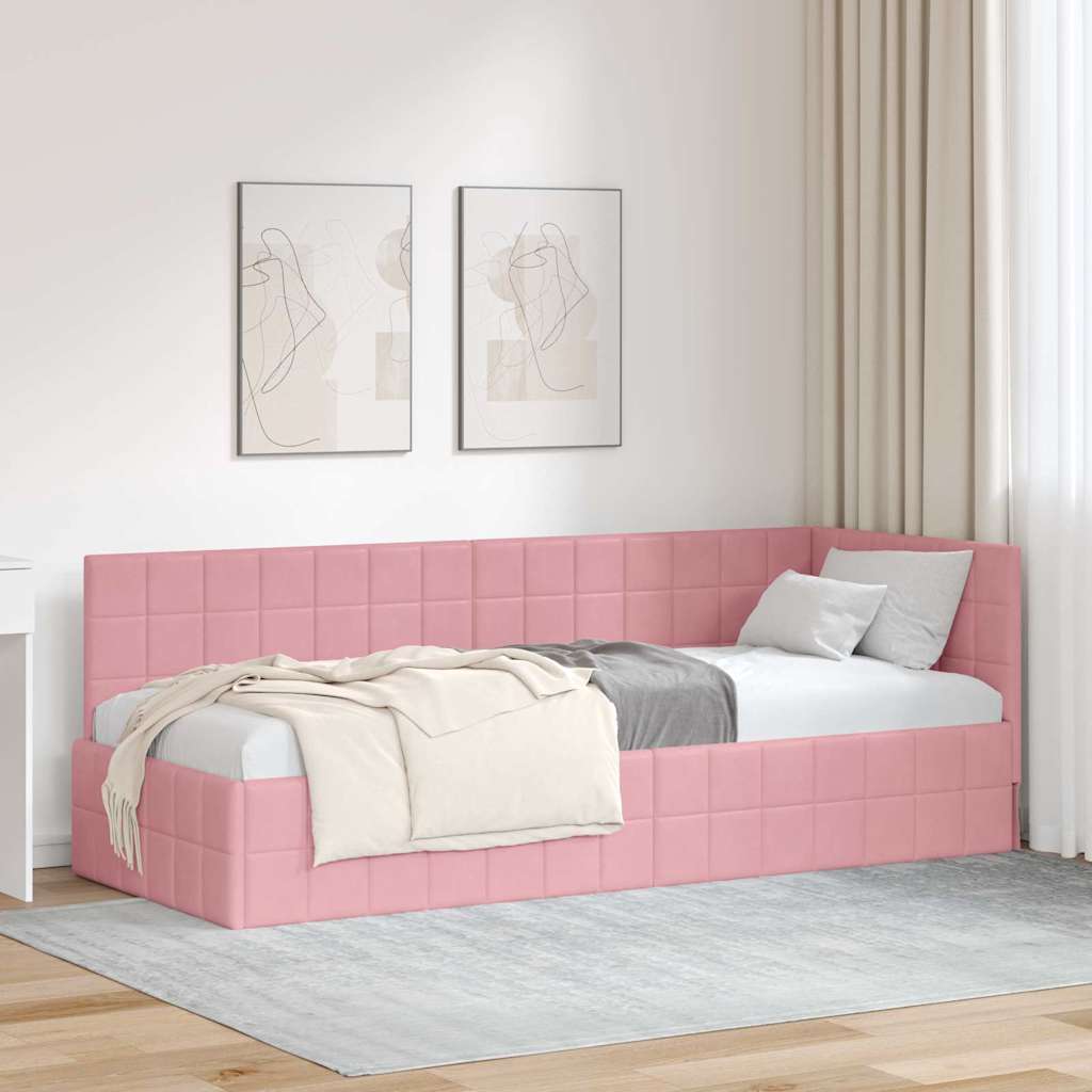 vidaXL Hoek Bed Frame met hoofdeinde Blauw 80 cm x 200 cm Fluweel