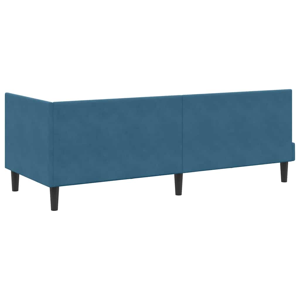 vidaXL Corner Bed Frame with Headboard Blue 80 cm x 200 cm Velvet