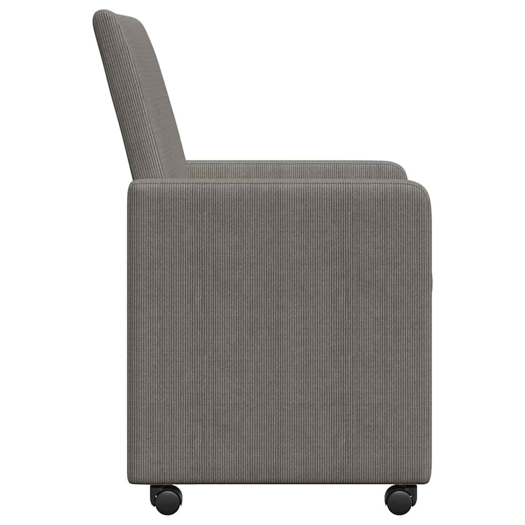 vidaXL Eetkamerstoelen met wielen 2 pcs Lichtgrijs 57 x 66 x 94 cm