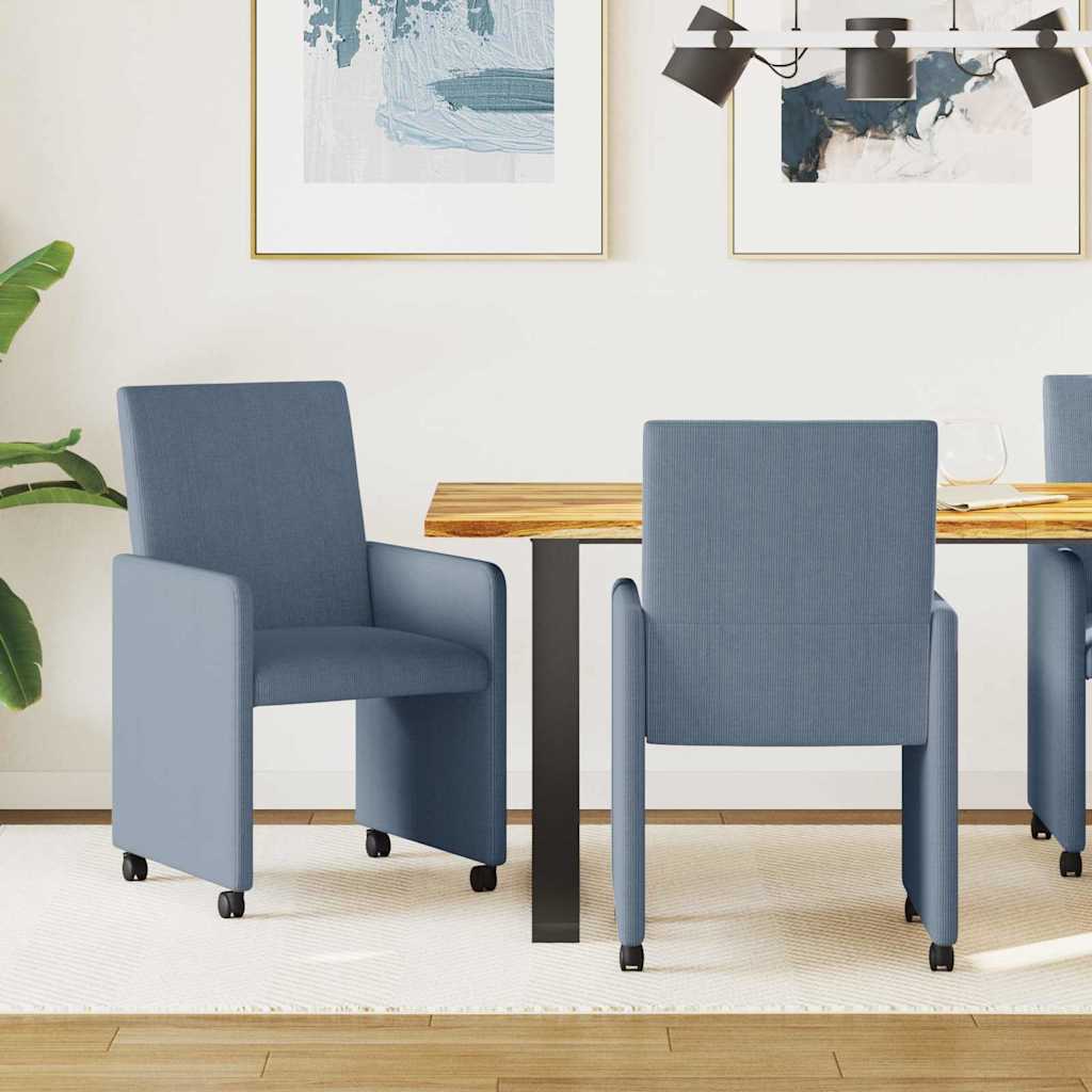 vidaXL Eetkamerstoelen met wielen 2 pcs Lichtgrijs 57 x 66 x 94 cm