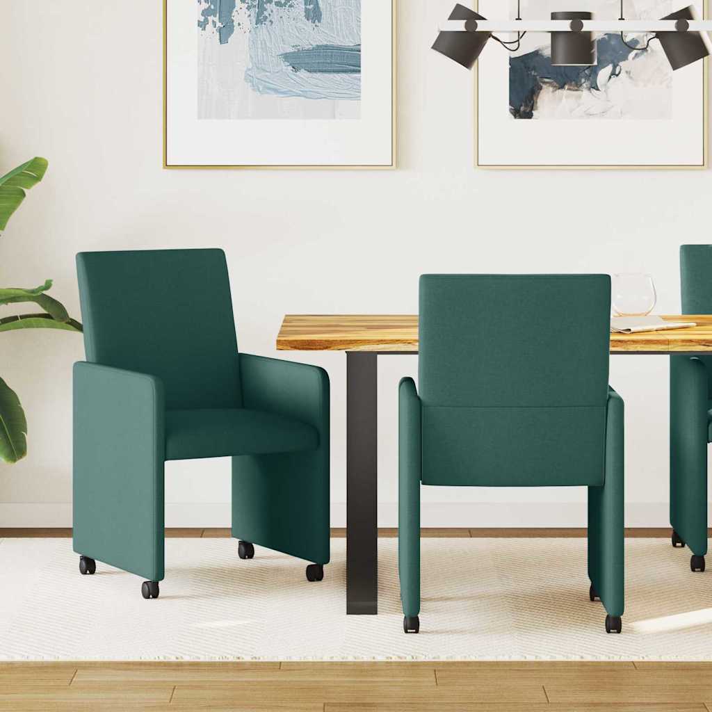 vidaXL Dining Chairs with Wheels 2 pcs Light Grey 57 x 66 x 94 cm