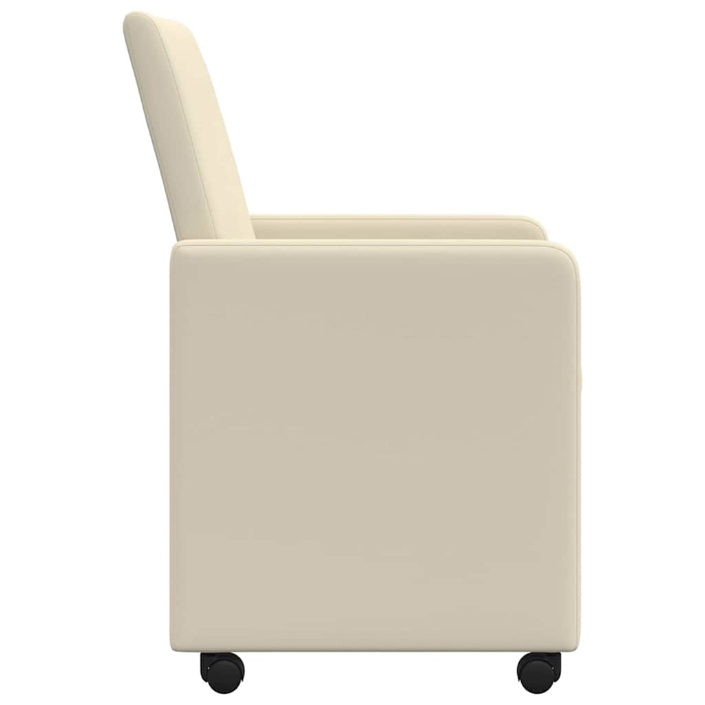vidaXL Eetkamerstoelen met wielen 2 pcs Crème 57 x 66 x 94 cm