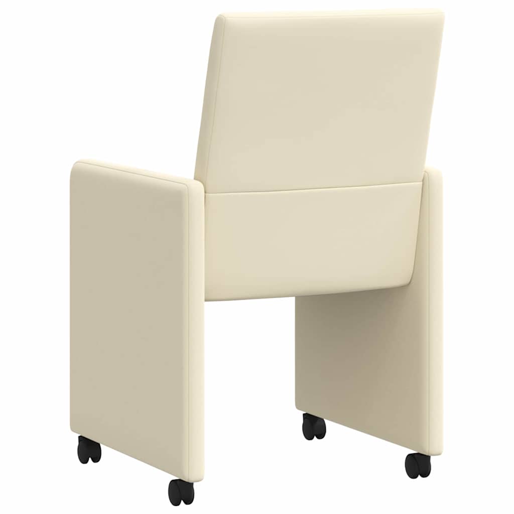 vidaXL Eetkamerstoelen met wielen 2 pcs Crème 57 x 66 x 94 cm
