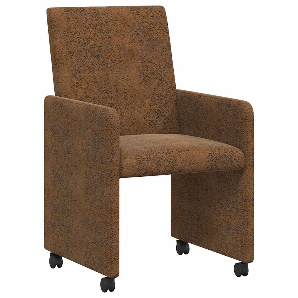 vidaXL Eetkamerstoelen met wielen 2 pcs Bruin 57 x 66 x 94 cm