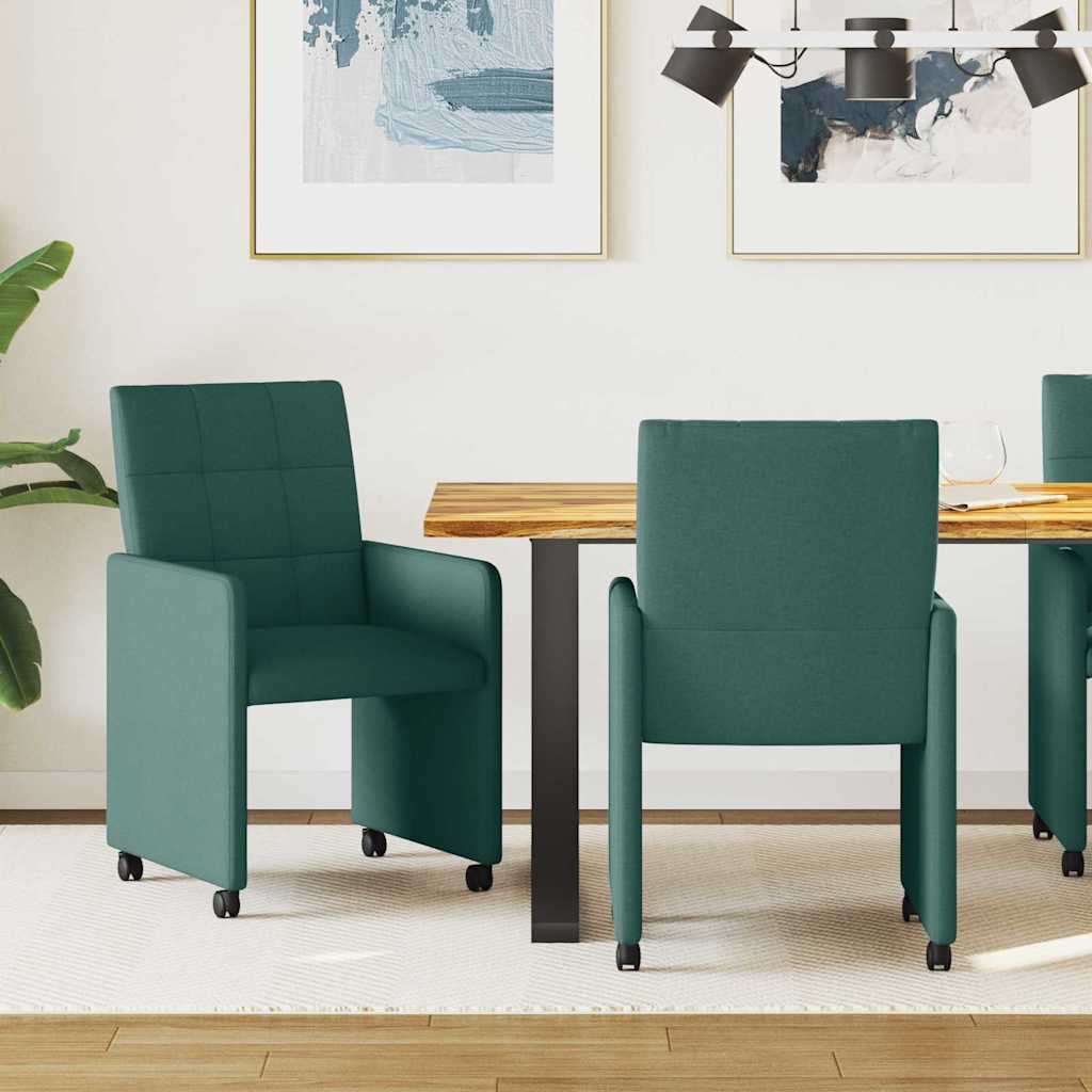 vidaXL Eetkamerstoelen met wielen 2 pcs Lichtgrijs 58 x 65 x 94 cm