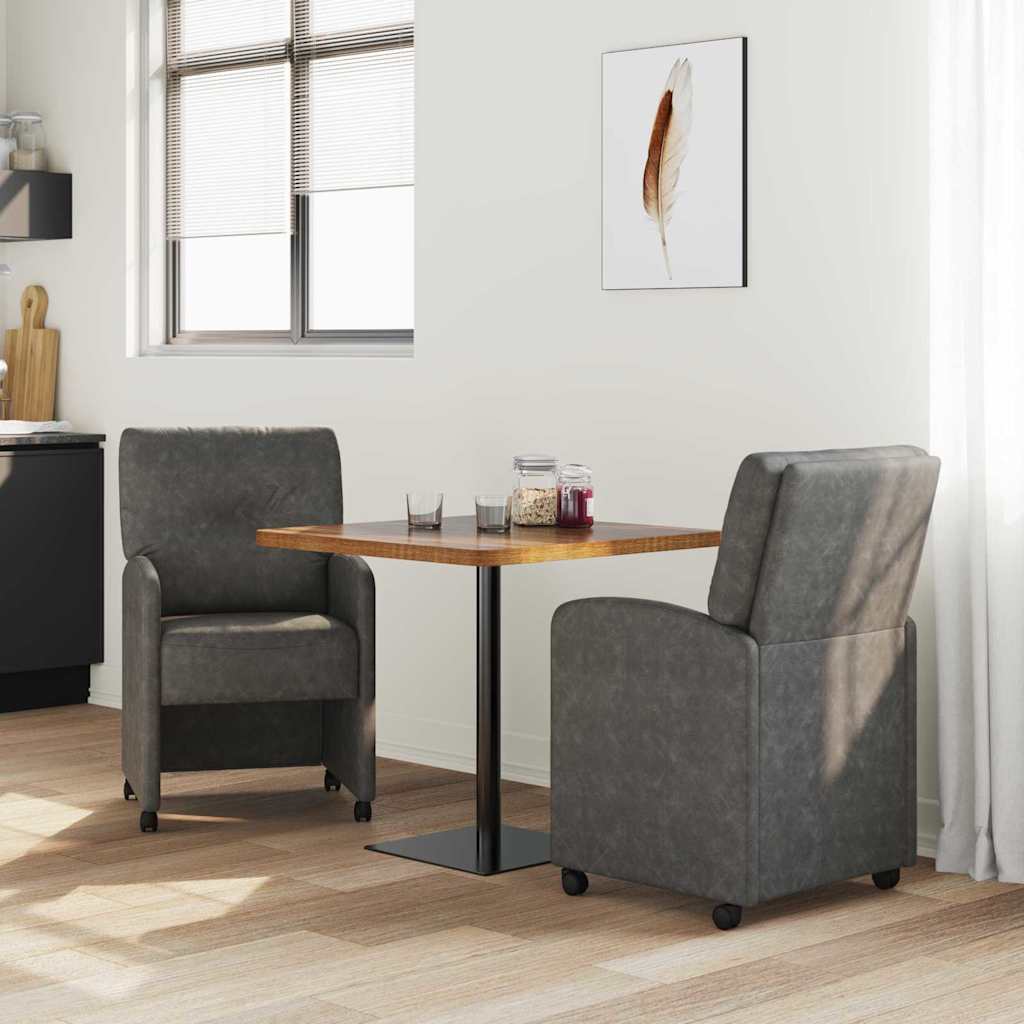 vidaXL Dining Chairs with Wheels 2 pcs Black 57 x 67 x 95 cm