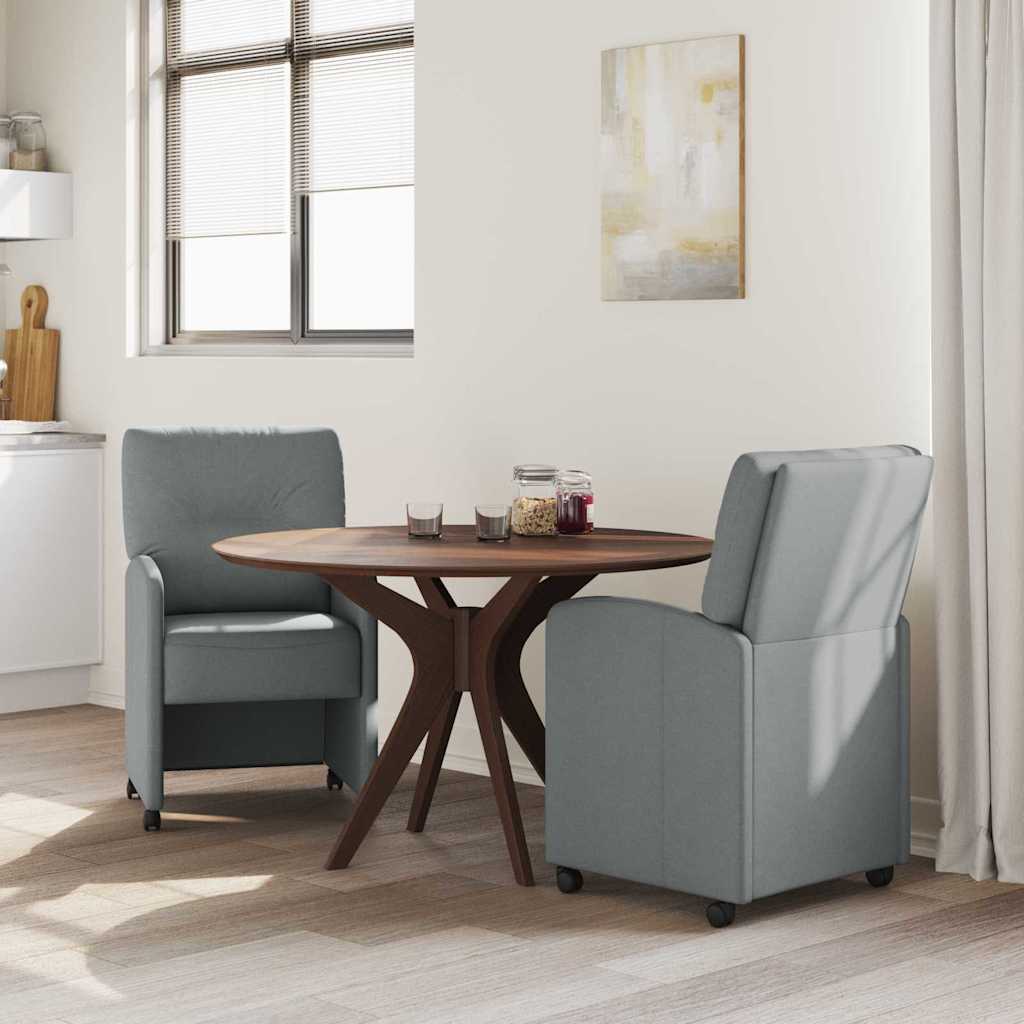 vidaXL Eetkamerstoelen met wielen 2 pcs Lichtgrijs 57 x 67 x 95 cm