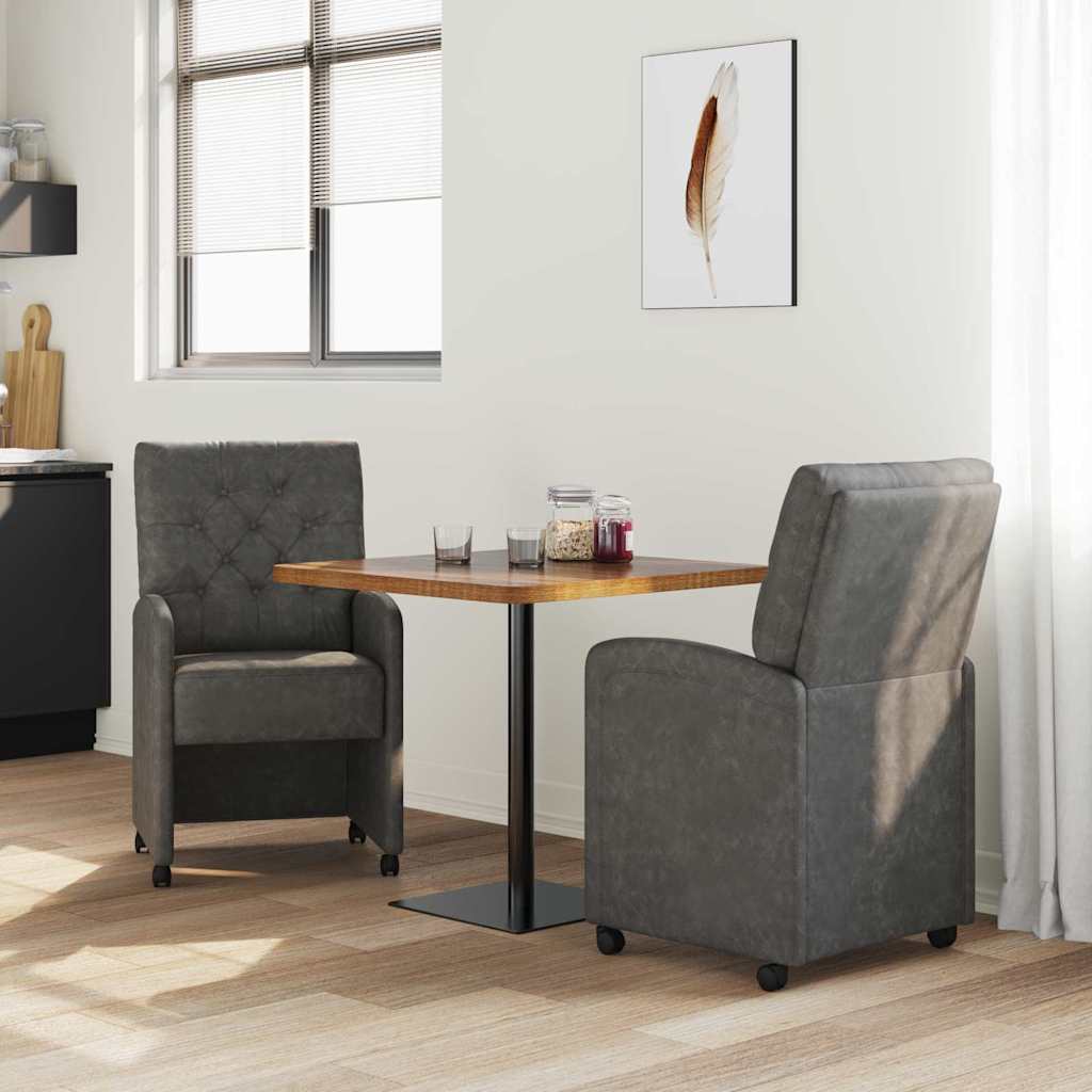 vidaXL Eetkamerstoelen met wielen 2 pcs Zwart 58 x 67 x 97 cm