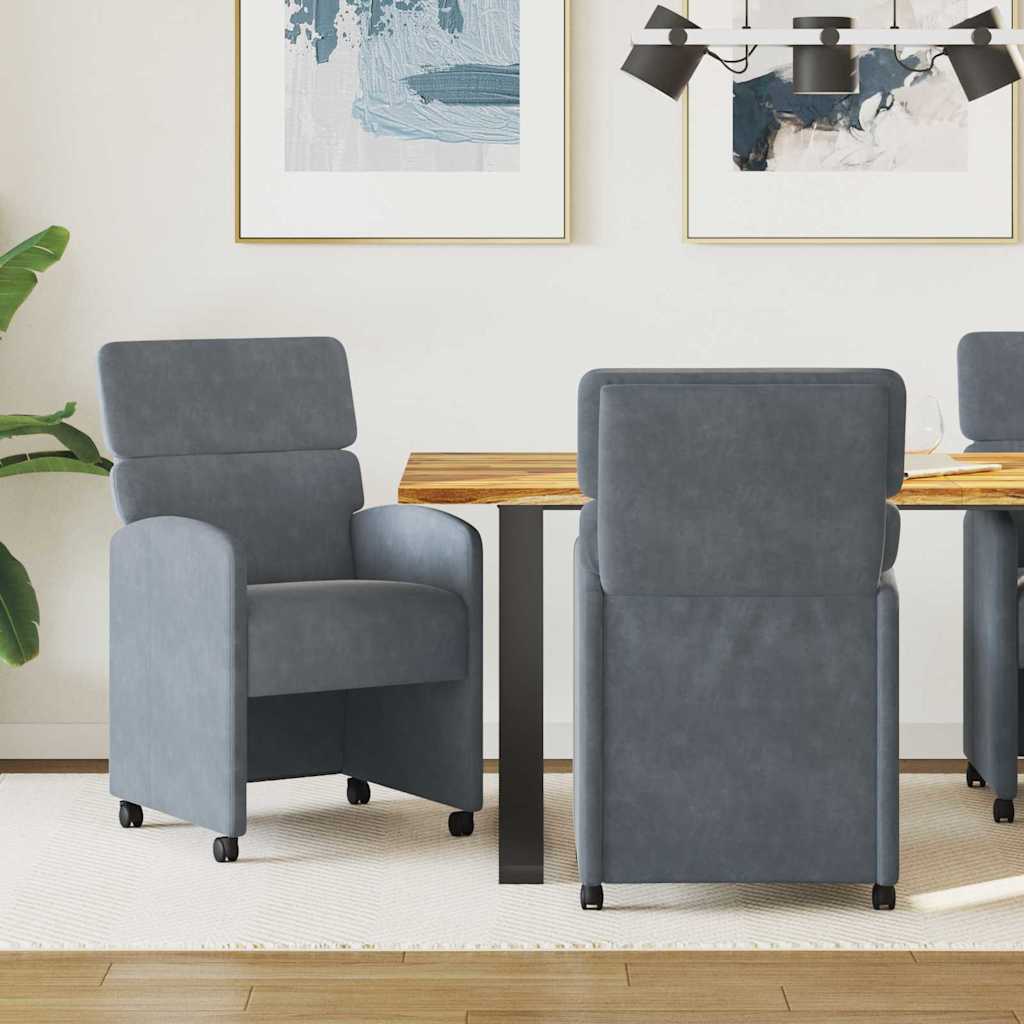 vidaXL Eetkamerstoelen met wielen 2 pcs Lichtgrijs 58 x 65 x 98 cm