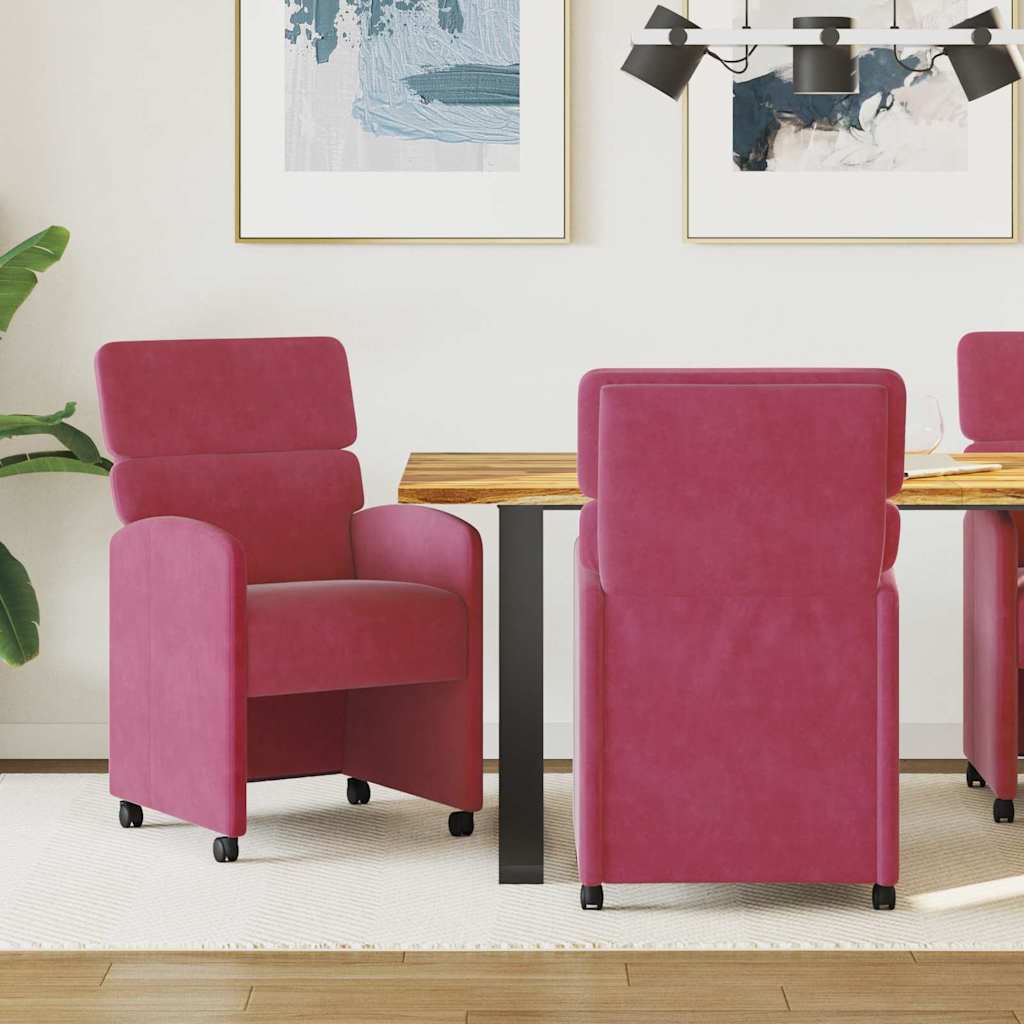 vidaXL Eetkamerstoelen met wielen 2 pcs Lichtgrijs 58 x 65 x 98 cm