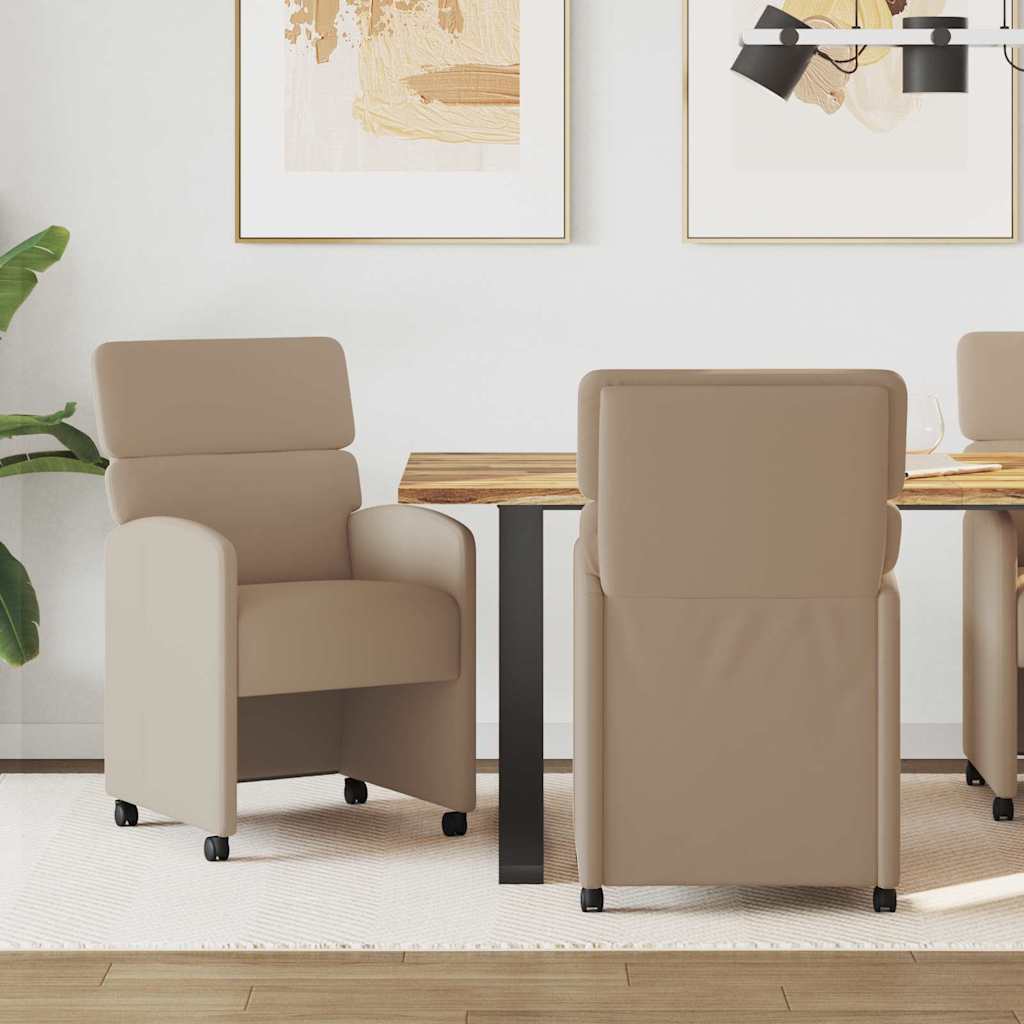 vidaXL Dining Chairs with Wheels 2 pcs Cream 58 x 65 x 98 cm