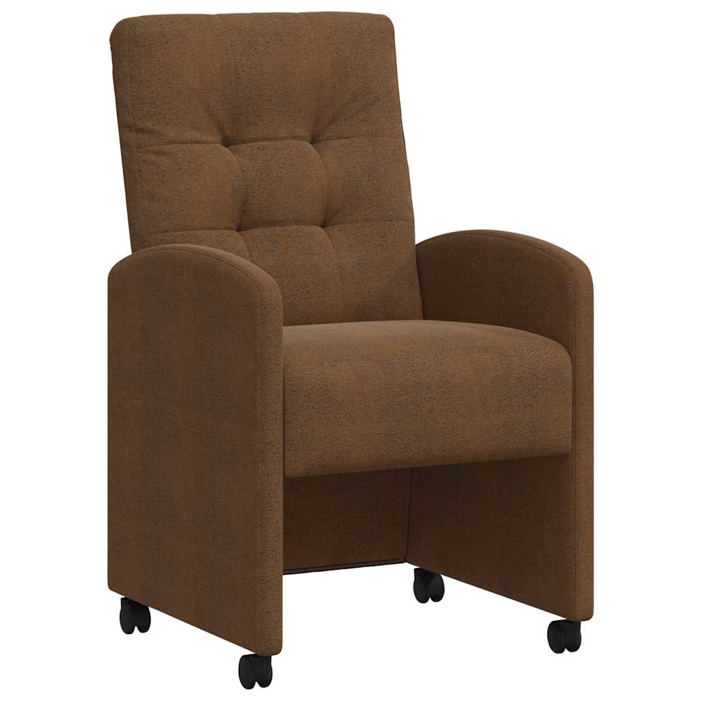 vidaXL Eetkamerstoelen met wielen 2 pcs Bruin 58 x 67 x 97 cm