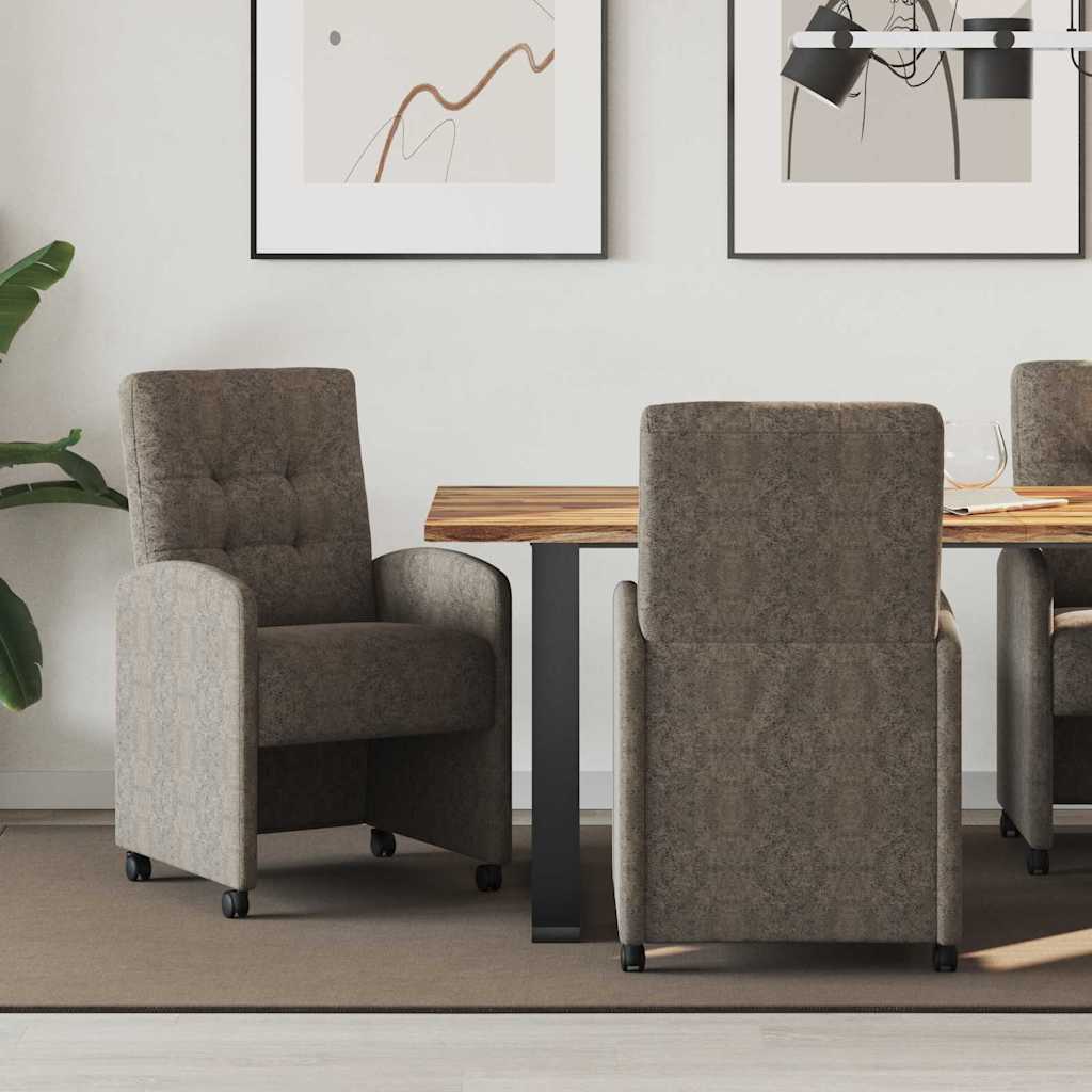 vidaXL Eetkamerstoelen met wielen 2 pcs Bruin 58 x 67 x 97 cm