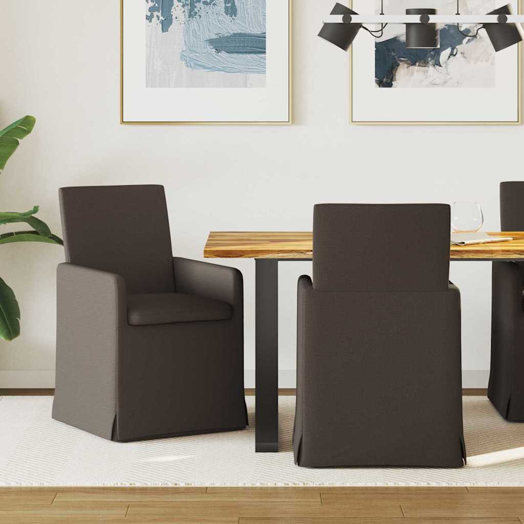 vidaXL Eetstoelen met wielen 2 pcs Beige 57 x 67 x 95 cm Linnen