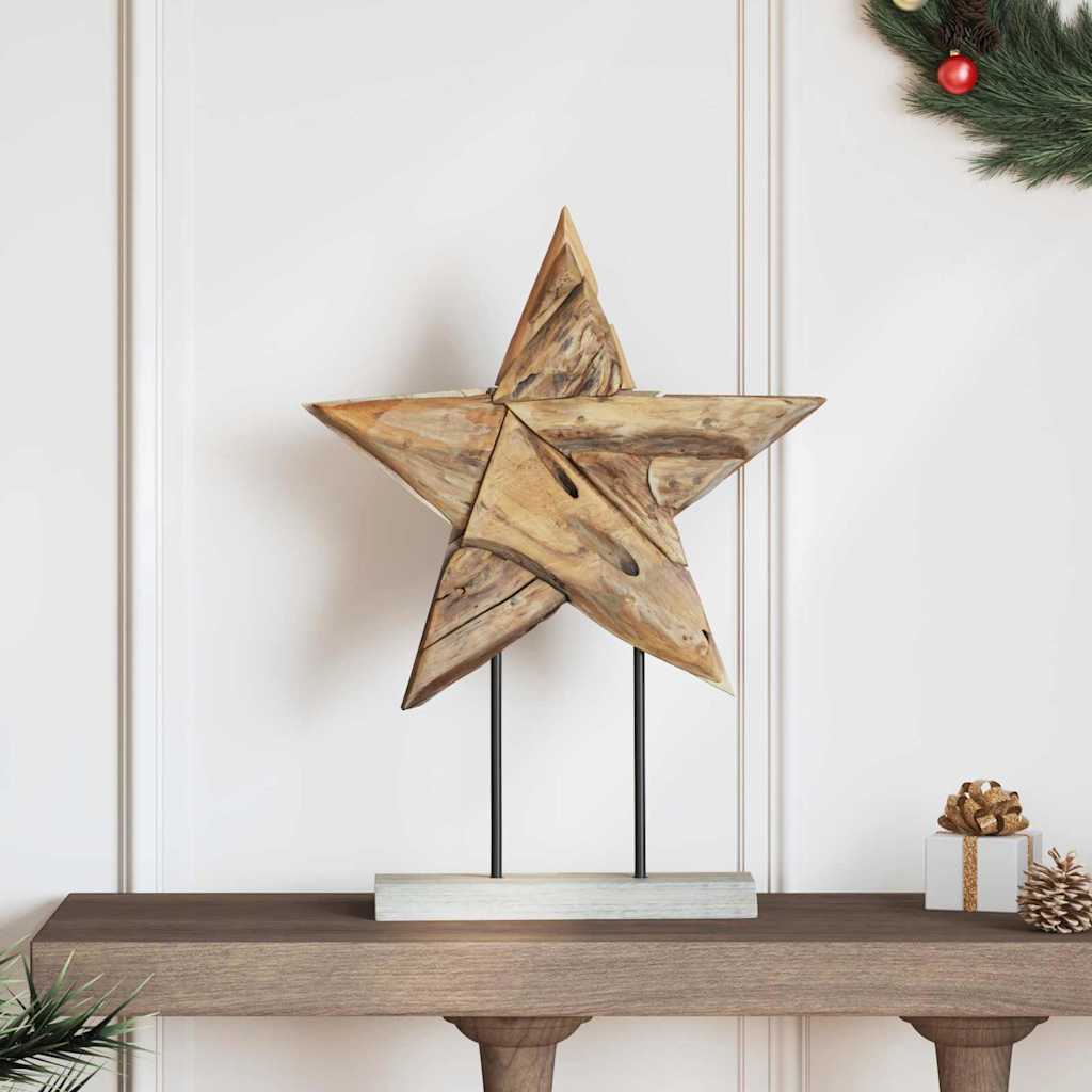 vidaXL Kerstster Bruin 31 x 15 x 46 cm Massief Teakhout